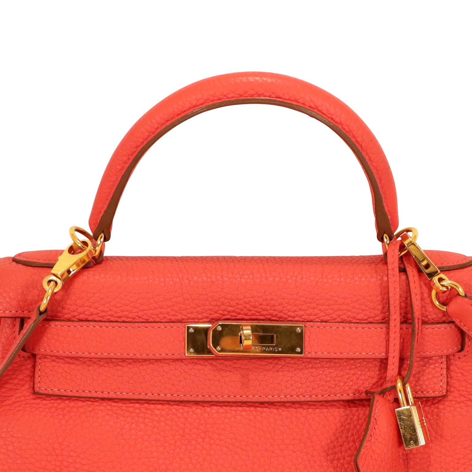 Red Hermès Rouge Casaque Togo Leather 28 cm Kelly Bag