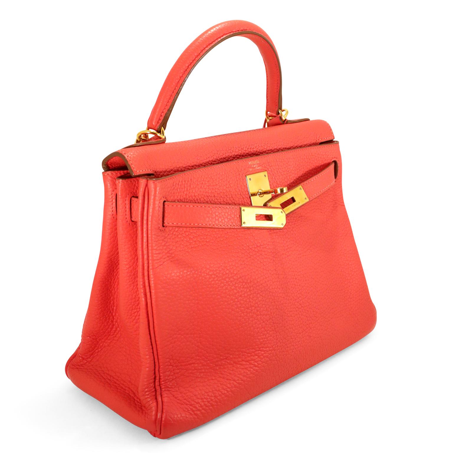 Hermès Rouge Casaque Togo Leather 28 cm Kelly Bag In Excellent Condition In Palm Beach, FL