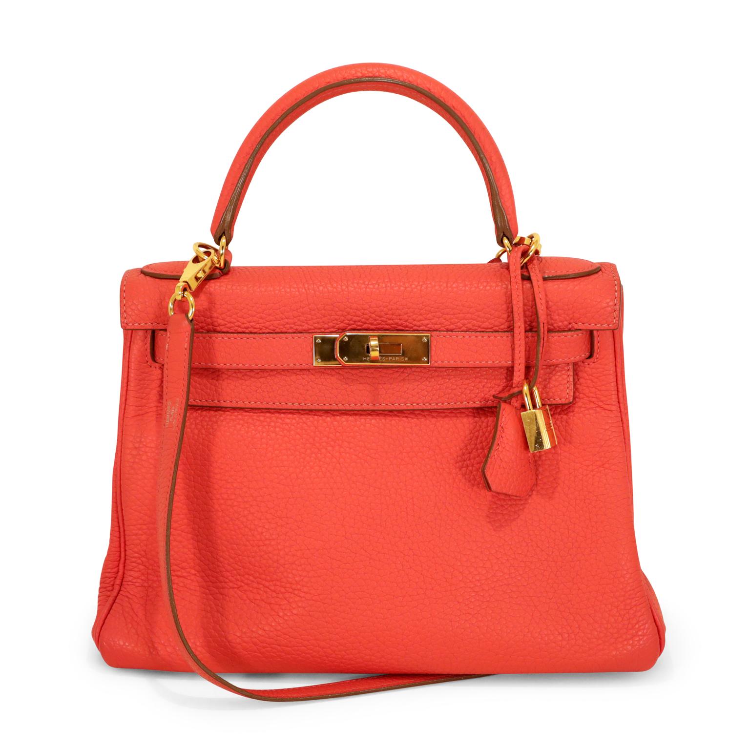Women's Hermès Rouge Casaque Togo Leather 28 cm Kelly Bag
