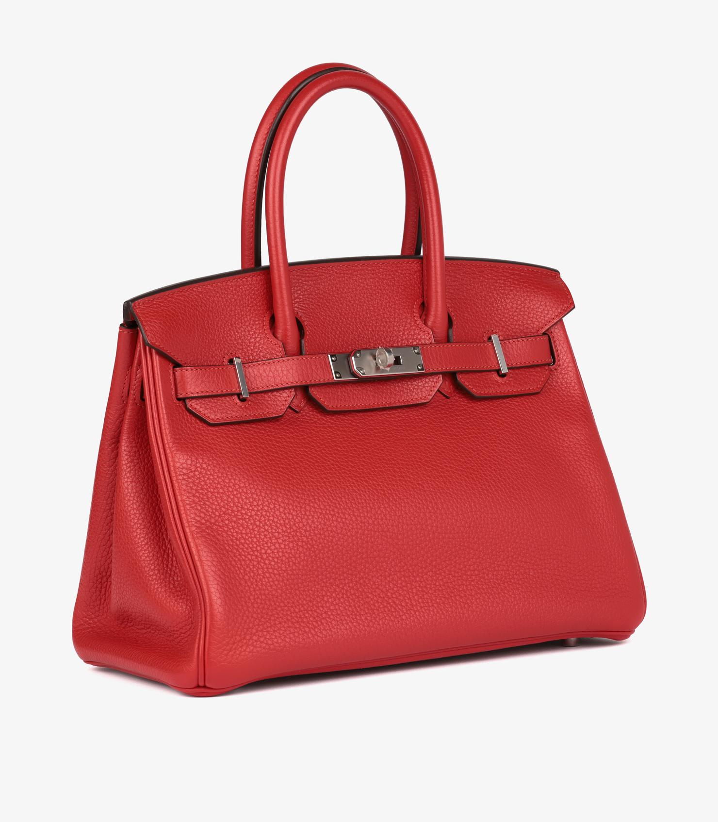 Red Hermès Rouge Casaque Togo Leather Birkin 30cm Retourne For Sale