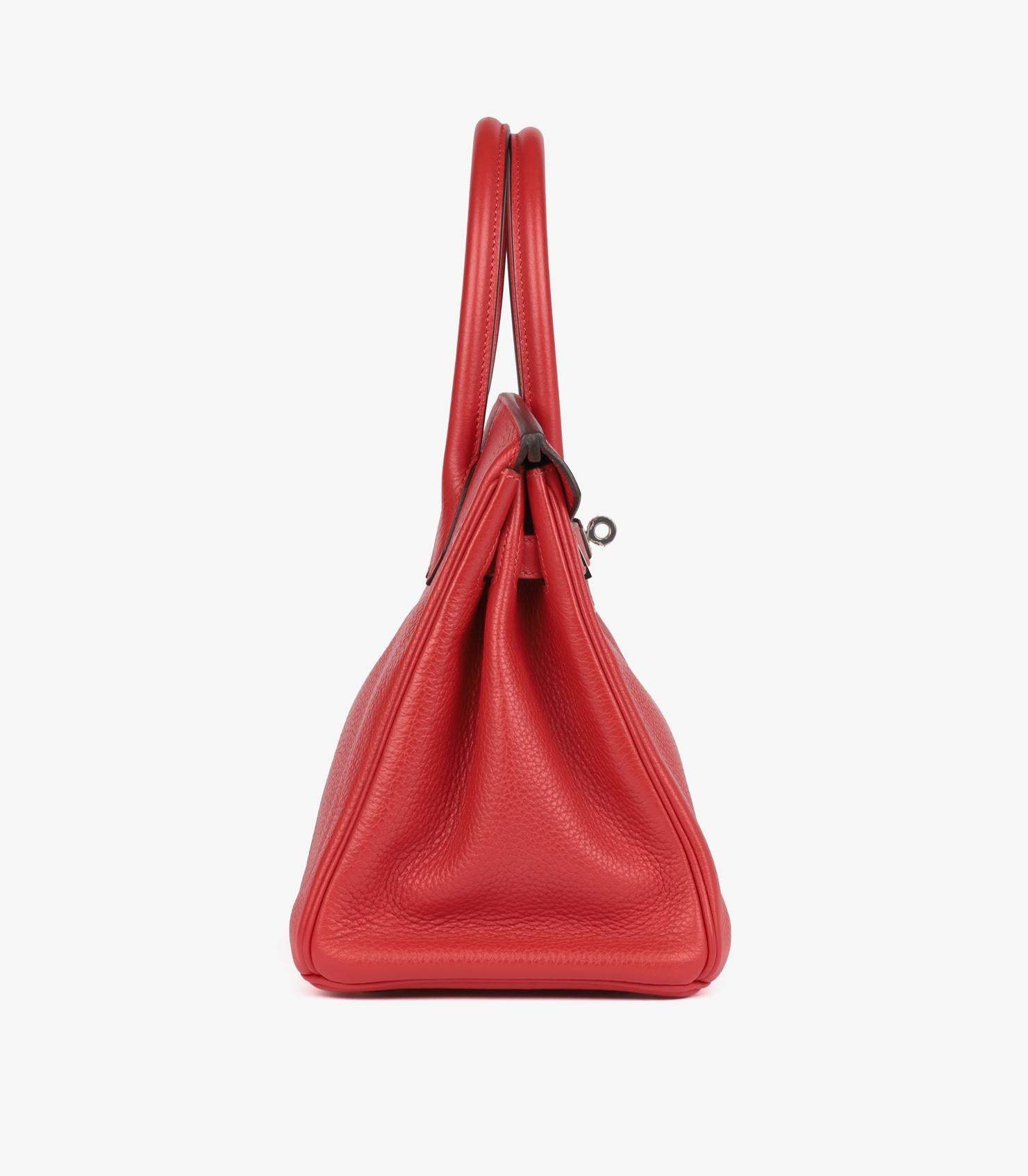 Hermès Rouge Casaque Togo Leather Birkin 30cm Retourne In New Condition For Sale In Bishop's Stortford, Hertfordshire