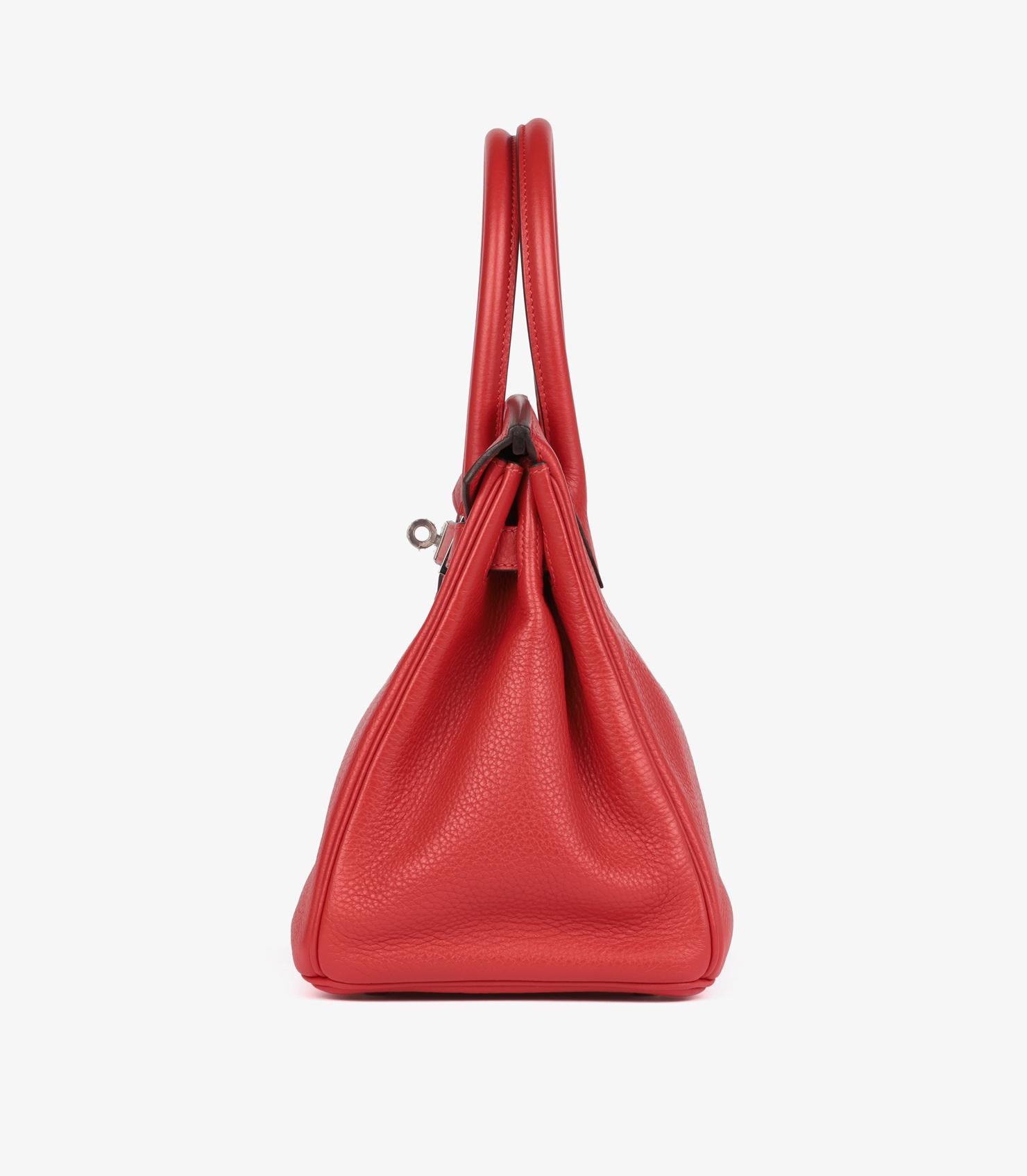 Hermès Rouge Casaque Togo Leather Birkin 30cm Retourne For Sale 1