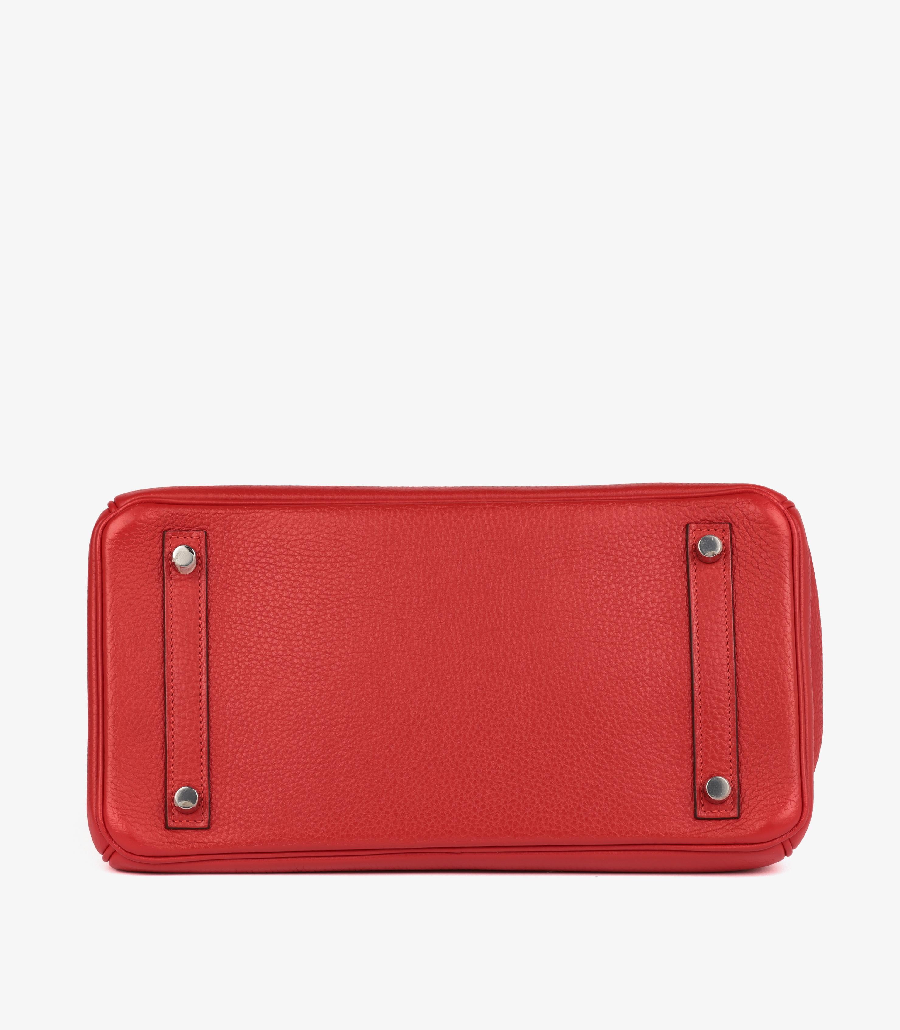 Hermès Rouge Casaque Togo Leather Birkin 30cm Retourne For Sale 2