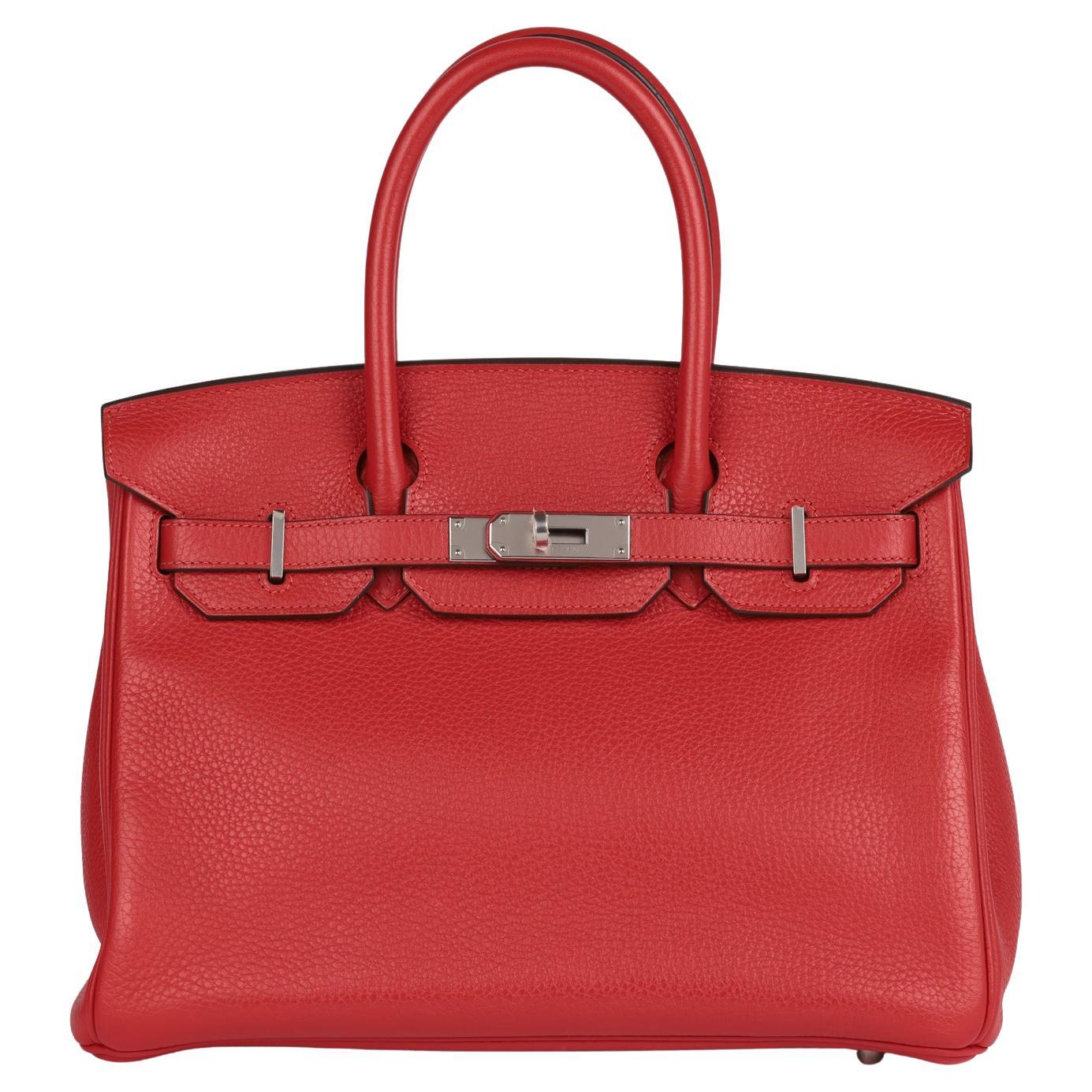 Hermès Rouge Casaque Togo Leather Birkin 30cm Retourne For Sale