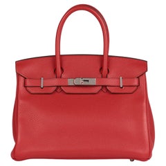 Hermès Rouge Casaque Togo Leather Birkin 30cm Retourne Hermès Rouge Casaque Togo Leather Birkin 30cm Retourne