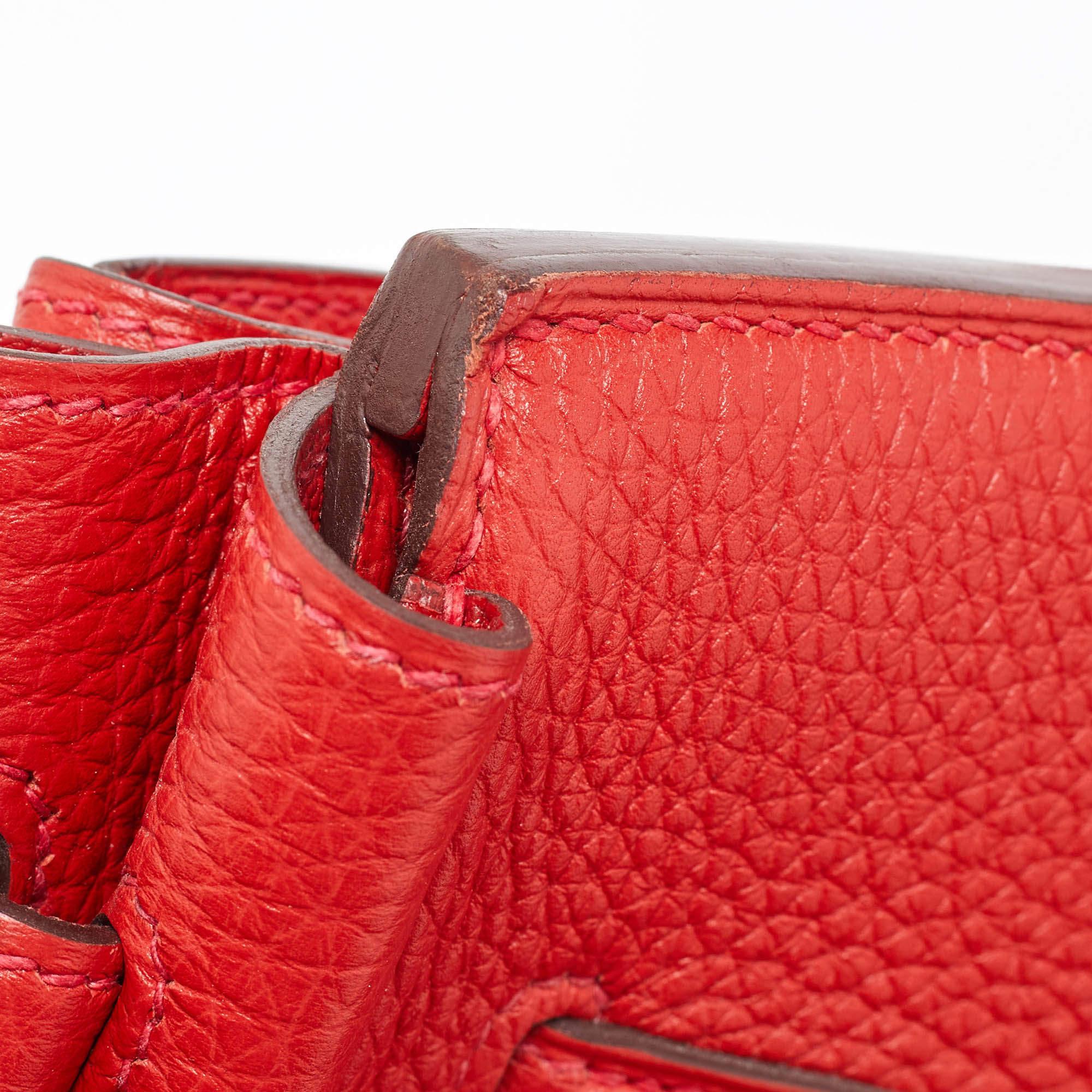 Hermes Rouge Casaque Togo Leather Gold Finish Birkin 35 Bag For Sale 2