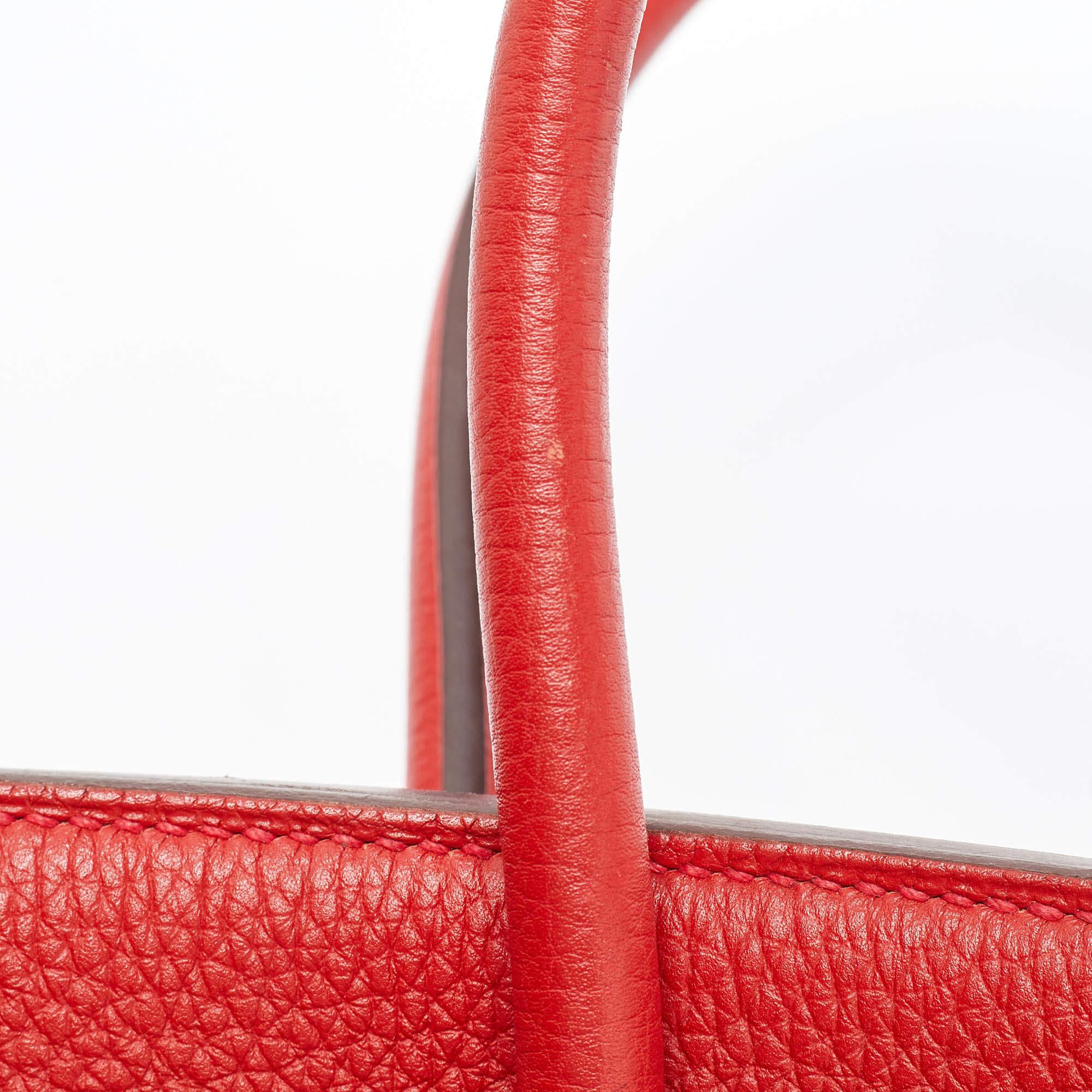 Hermes Rouge Casaque Togo Leather Gold Finish Birkin 35 Bag For Sale 3