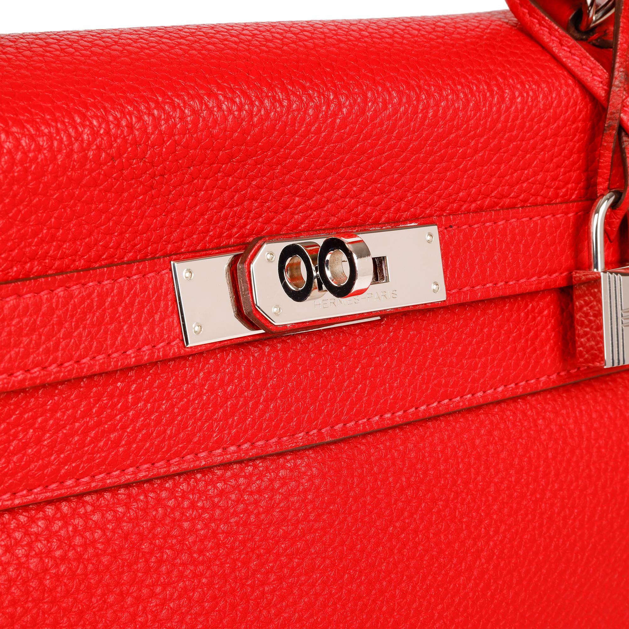 Hermès Rouge Casaque Togo Leather Kelly 35cm  In Excellent Condition In Bishop's Stortford, Hertfordshire