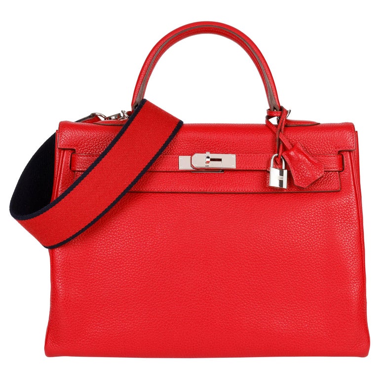 Hermès Rouge Casaque Togo Leather Kelly 35cm at 1stDibs