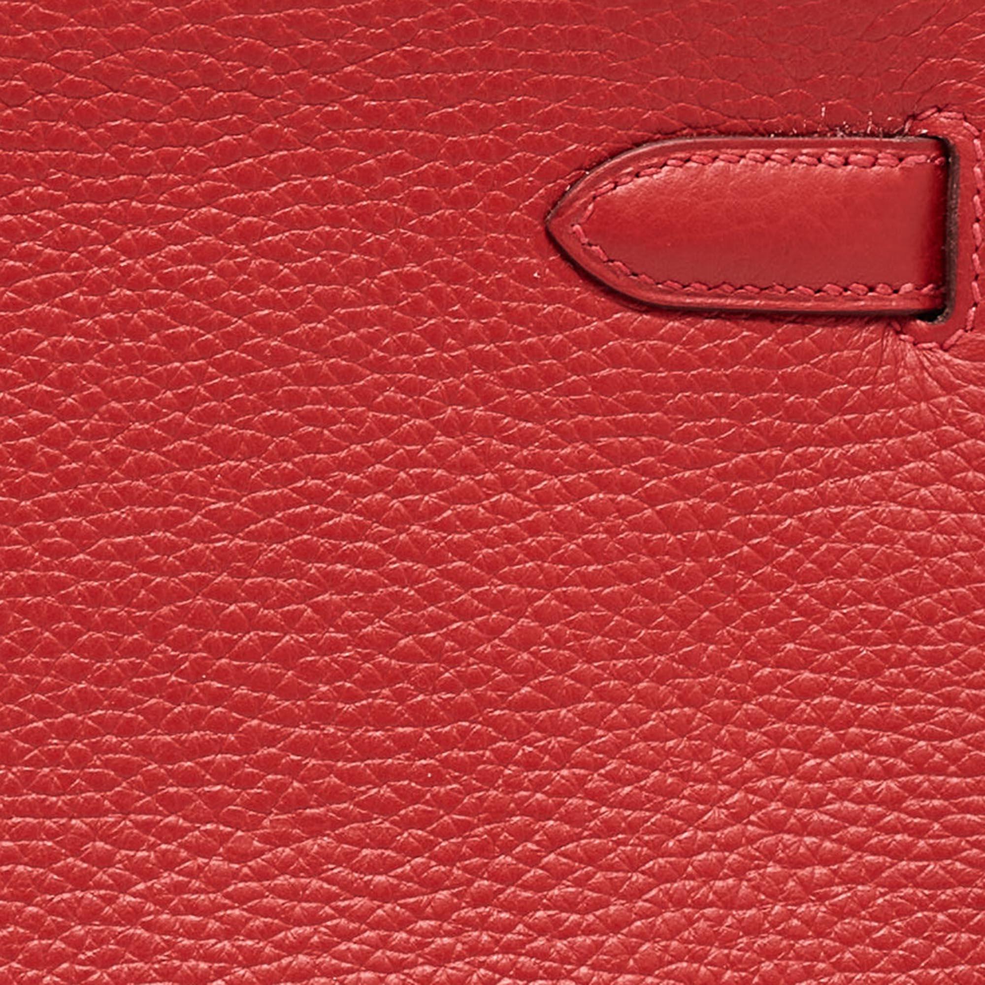 Hermes Rouge Casaque Togo Leather Palladium Finish Kelly Retourne 32 Bag 3