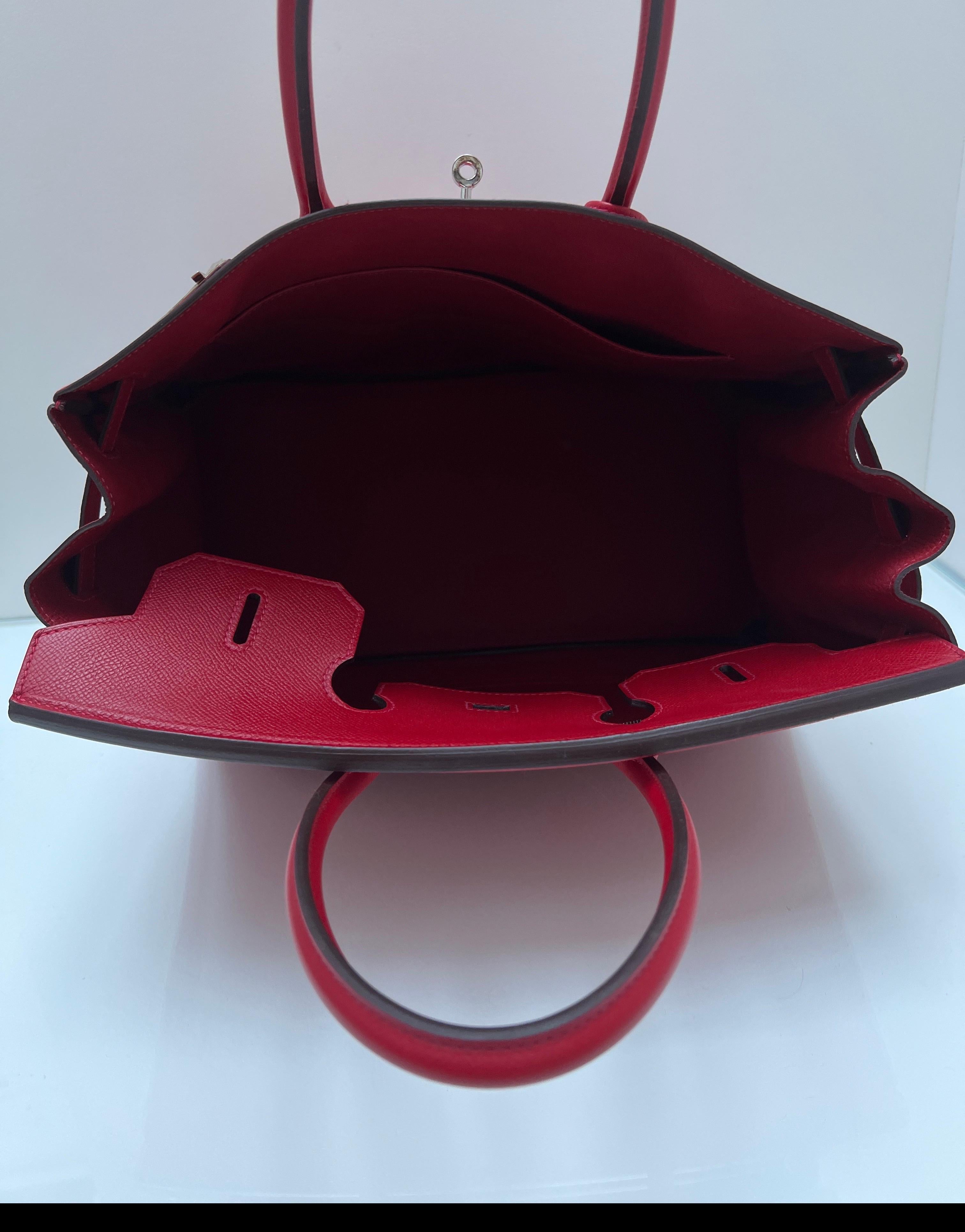 Hermes Rouge Casque Birkin 35 Bag 5