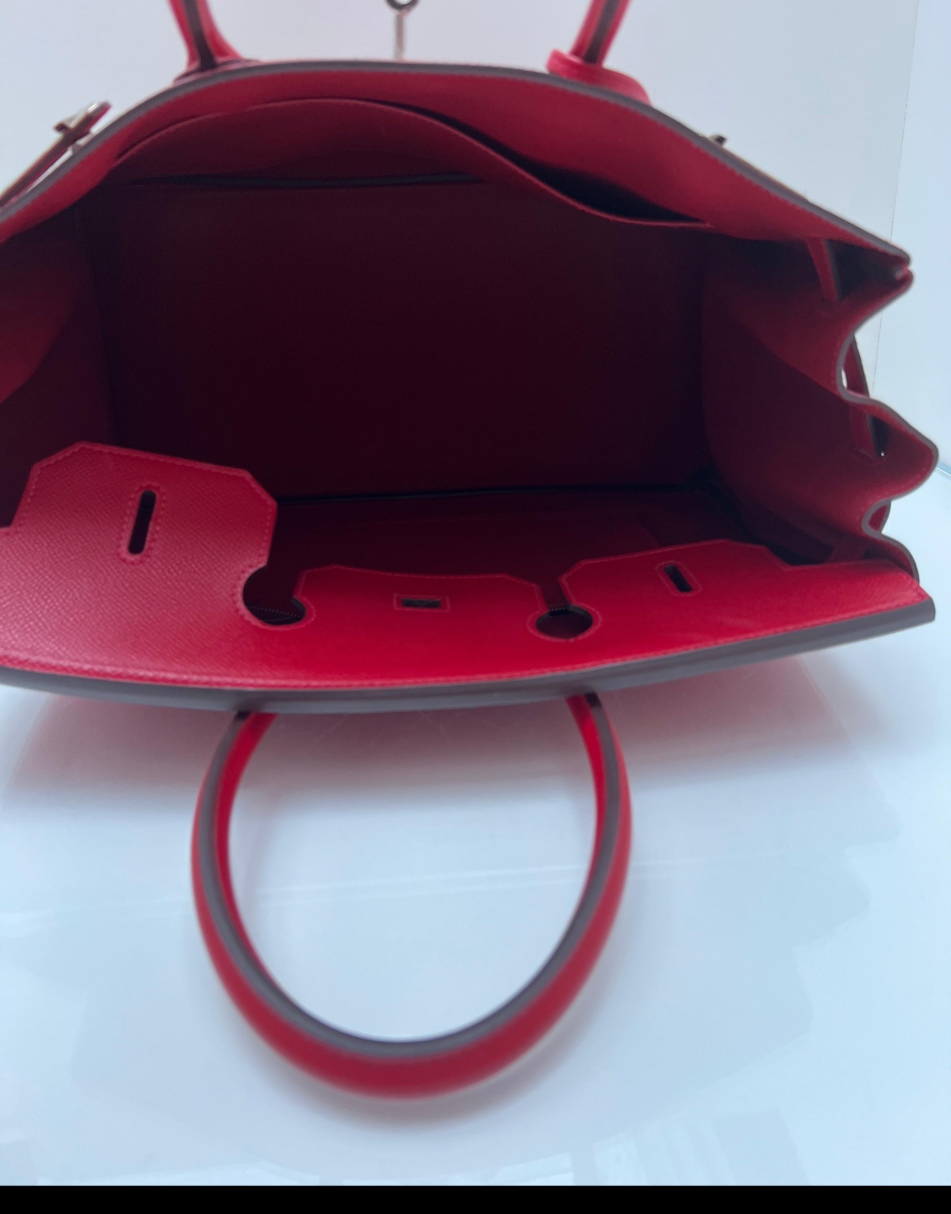 Hermes Rouge Casque Birkin 35 Bag 6