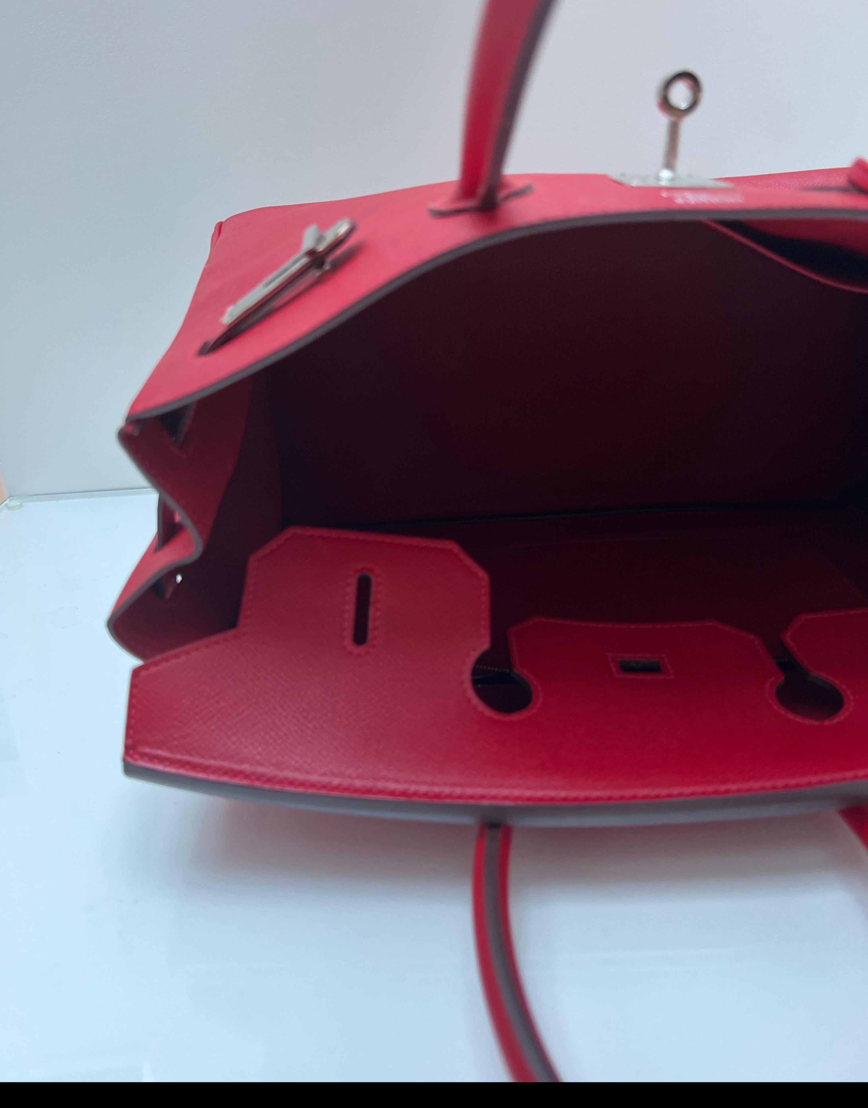 Hermes Rouge Casque Birkin 35 Bag 7