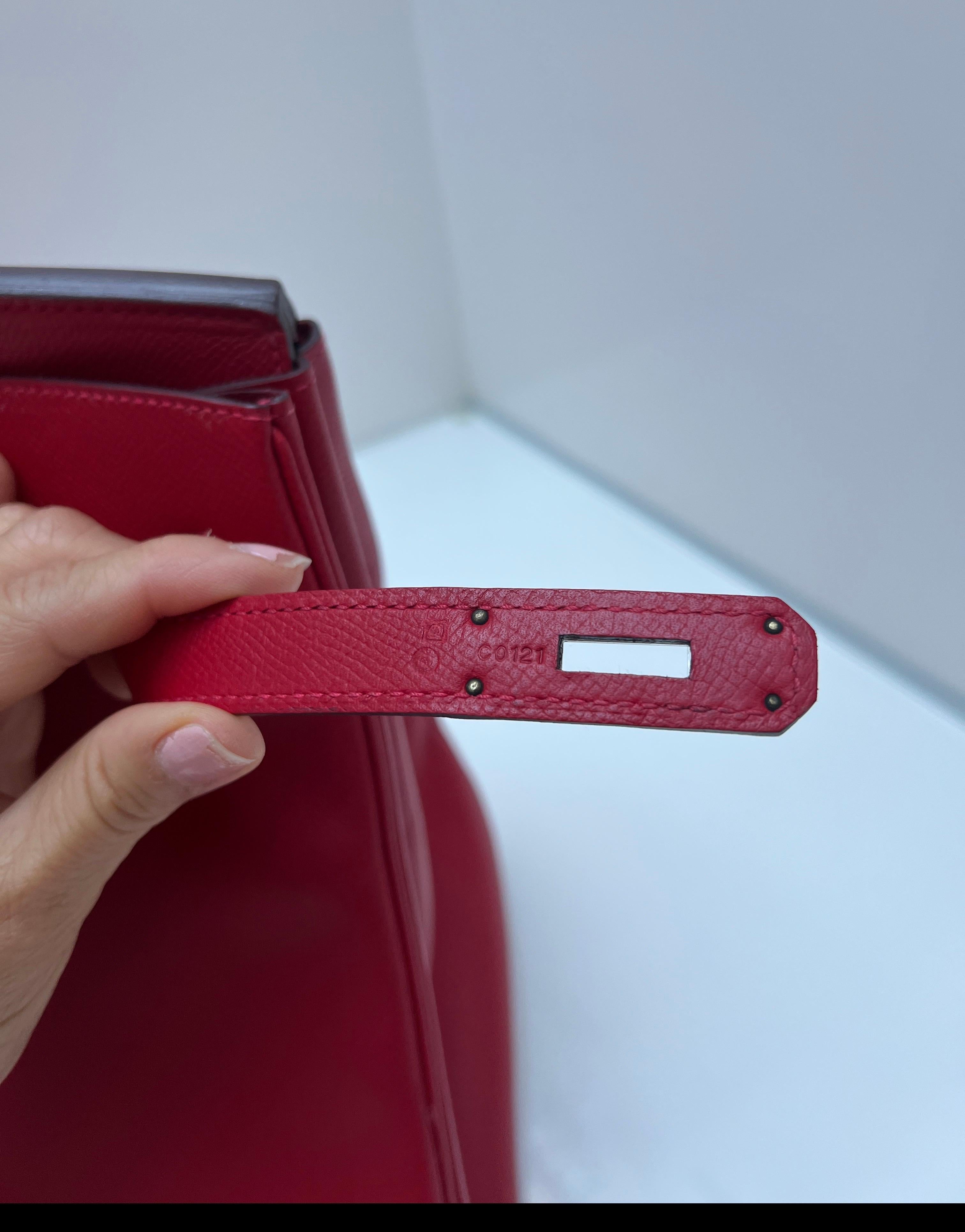 Hermes Rouge Casque Birkin 35 Bag 8