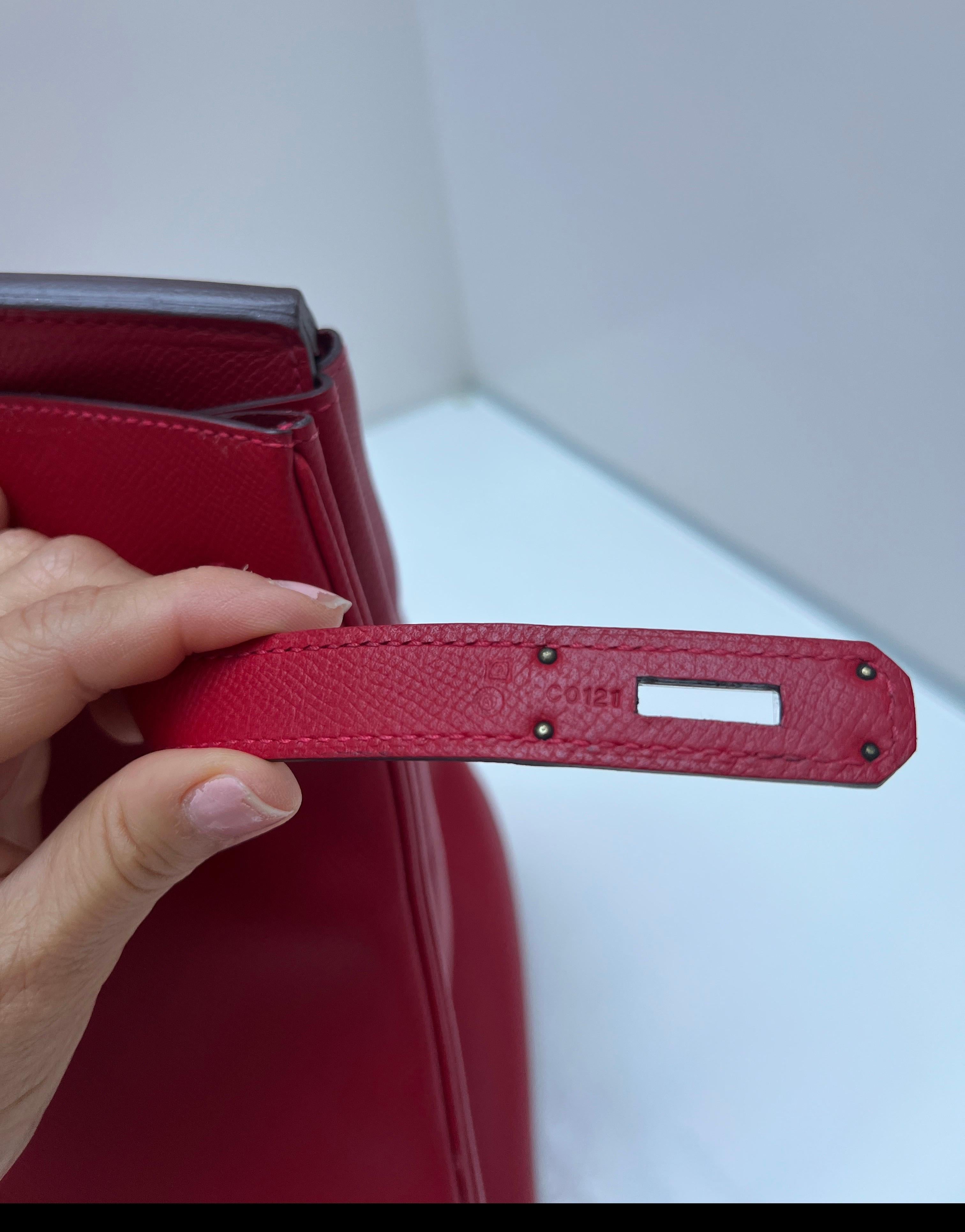 Hermes Rouge Casque Birkin 35 Bag 9