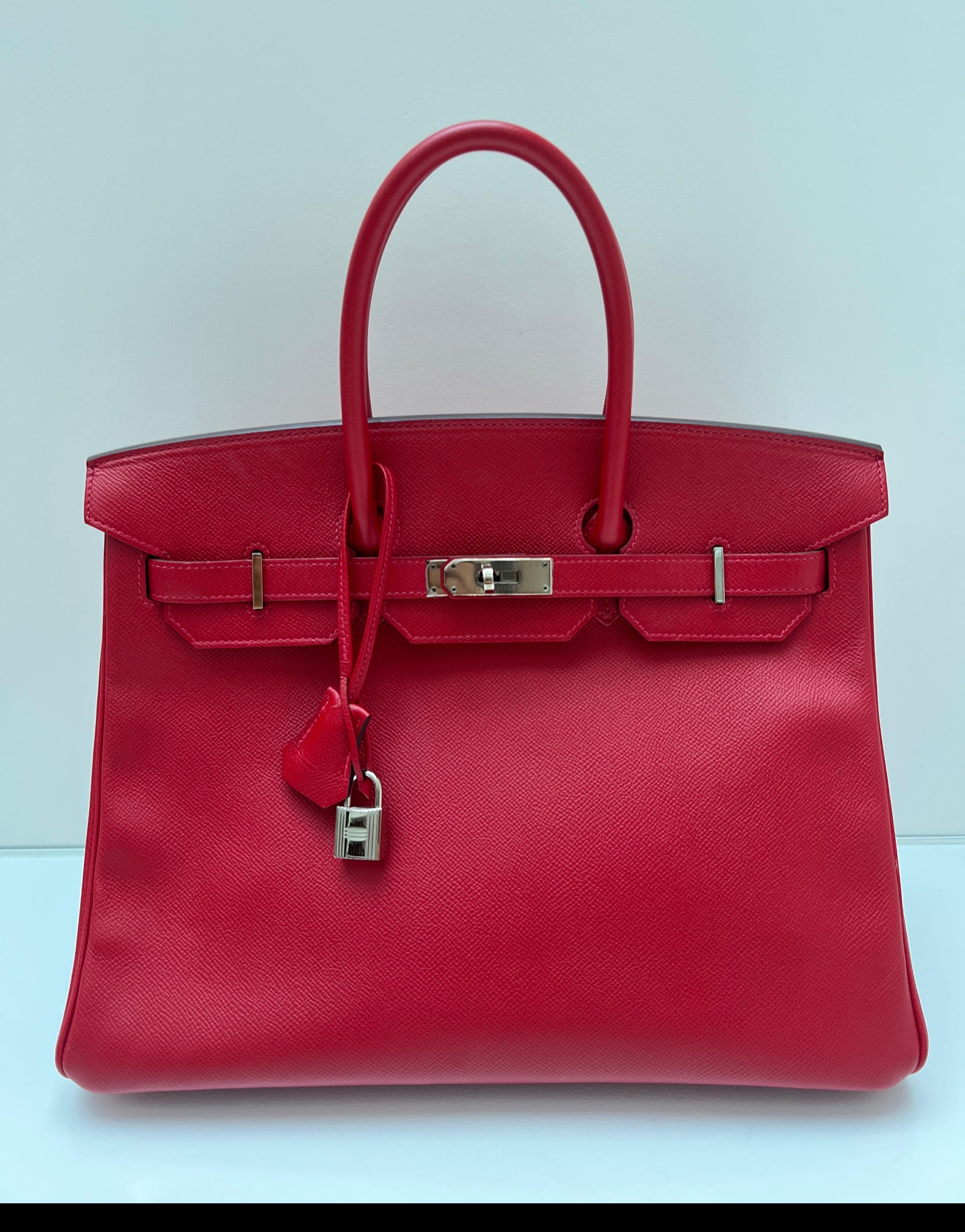 Hermes Rouge Casque Birkin 35 Bag 10