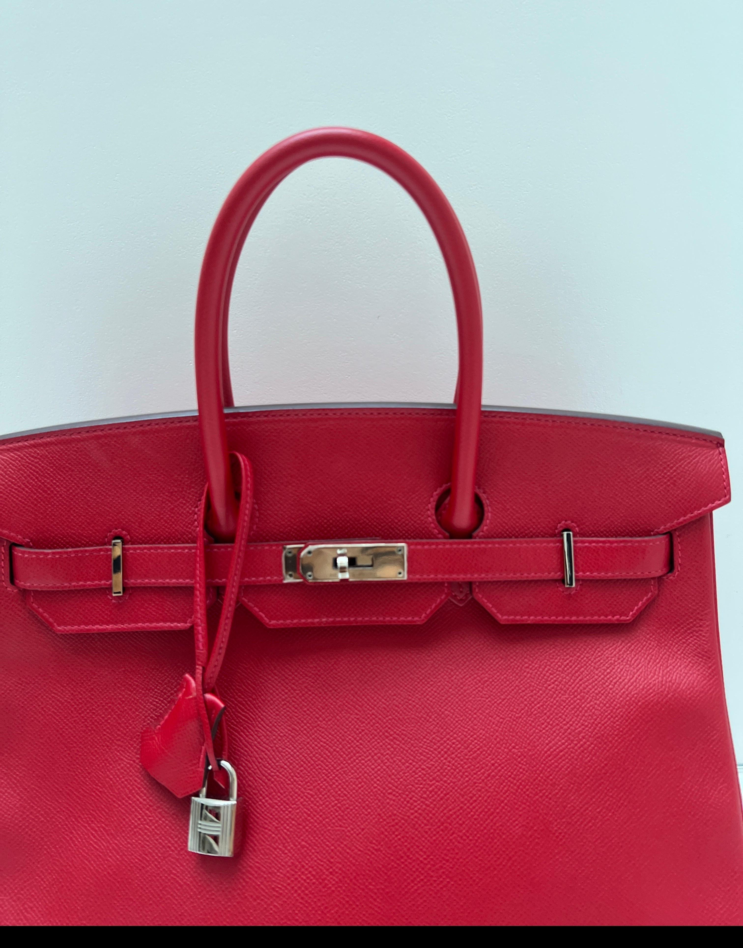 Hermes Rouge Casque Birkin 35 Bag 11