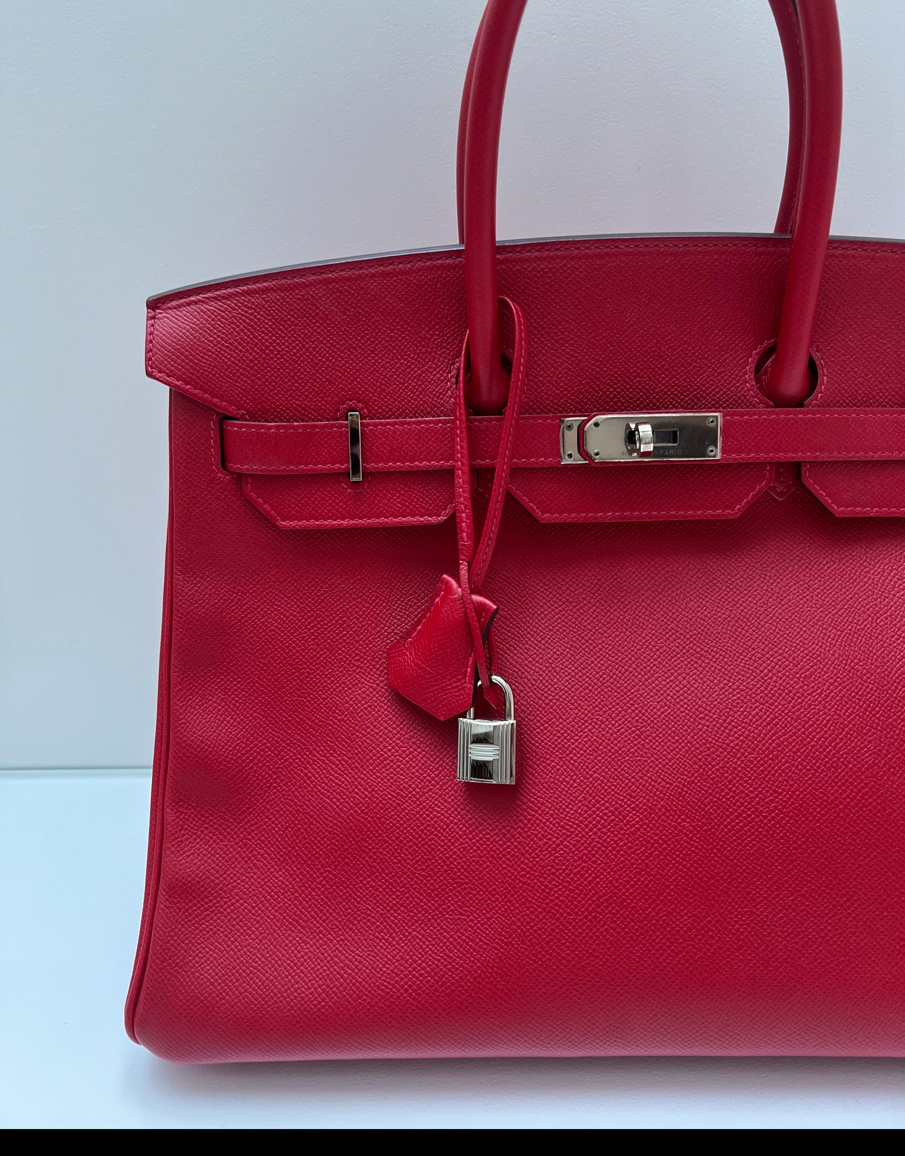 Hermes Rouge Casque Birkin 35 Bag 12