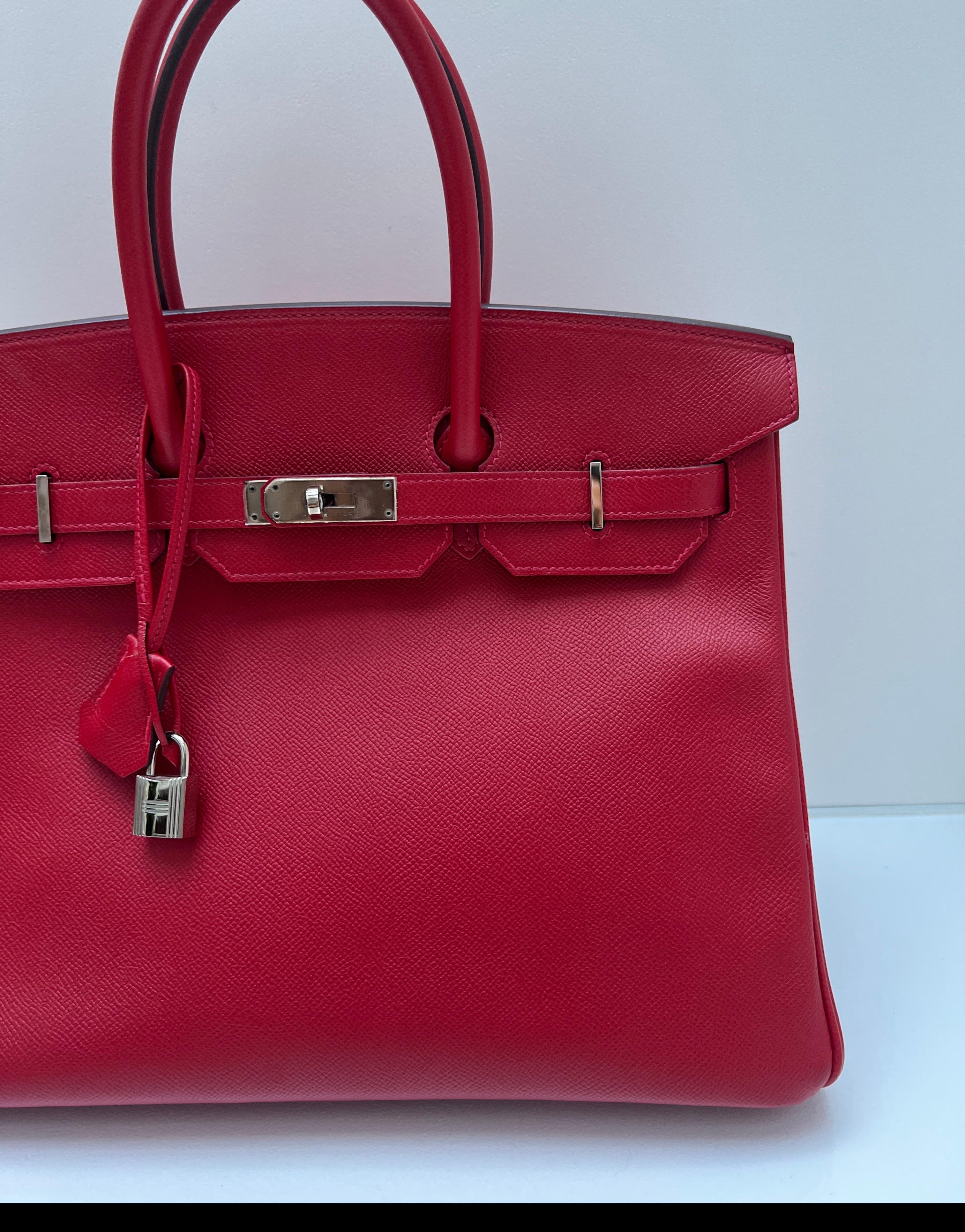 Hermes Rouge Casque Birkin 35 Bag 13