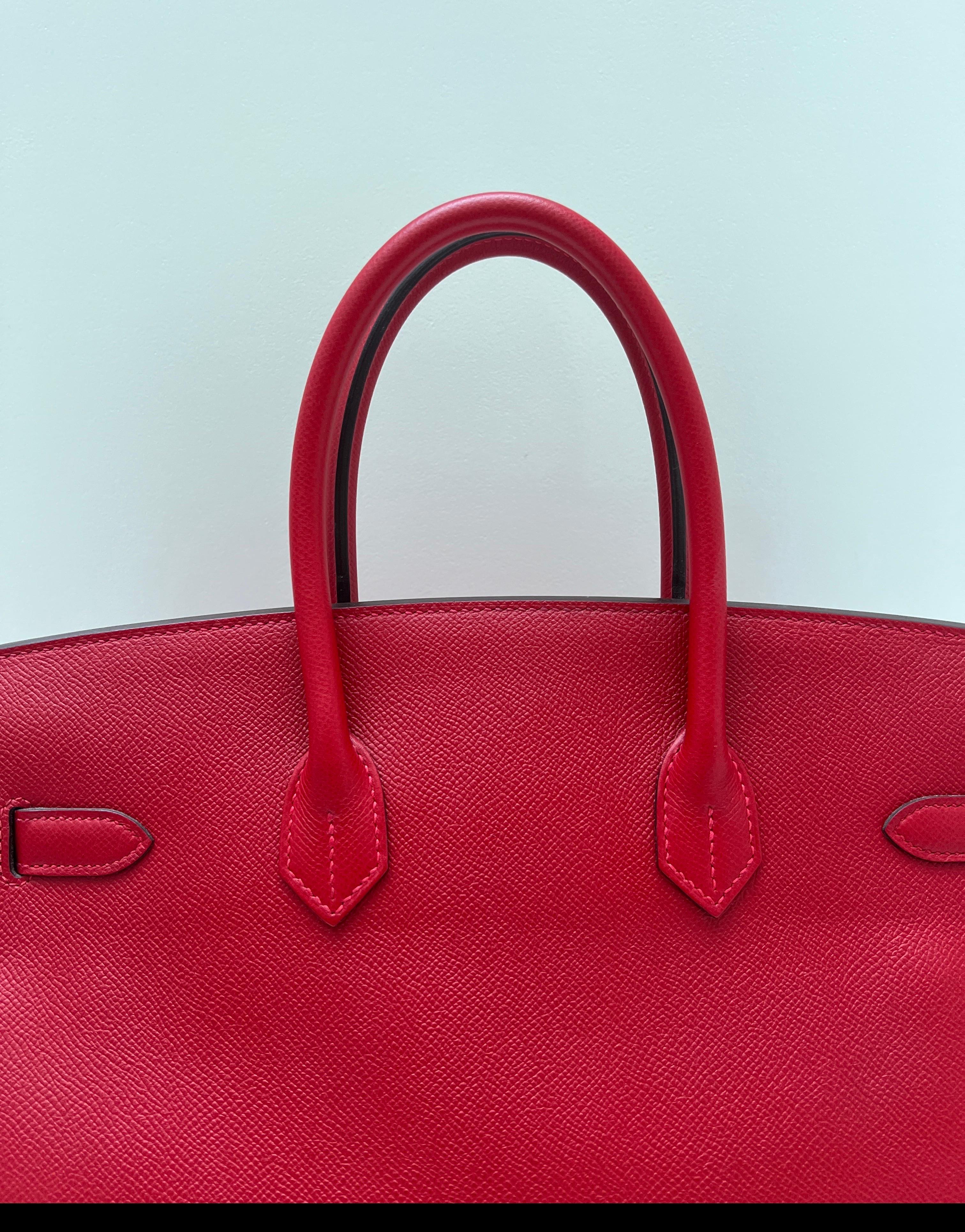 Hermes Rouge Casque Birkin 35 Bag 15