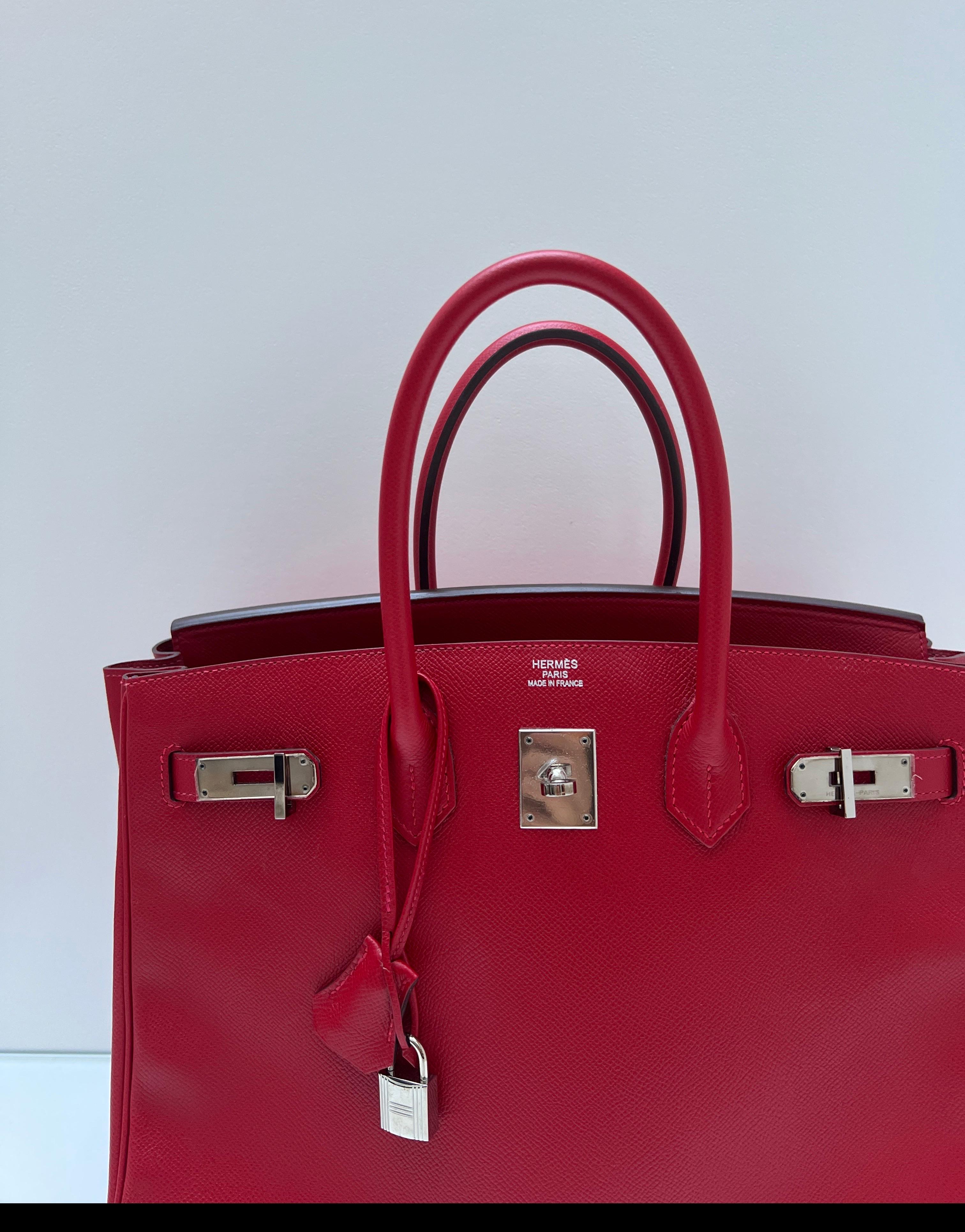Red Hermes Rouge Casque Birkin 35 Bag