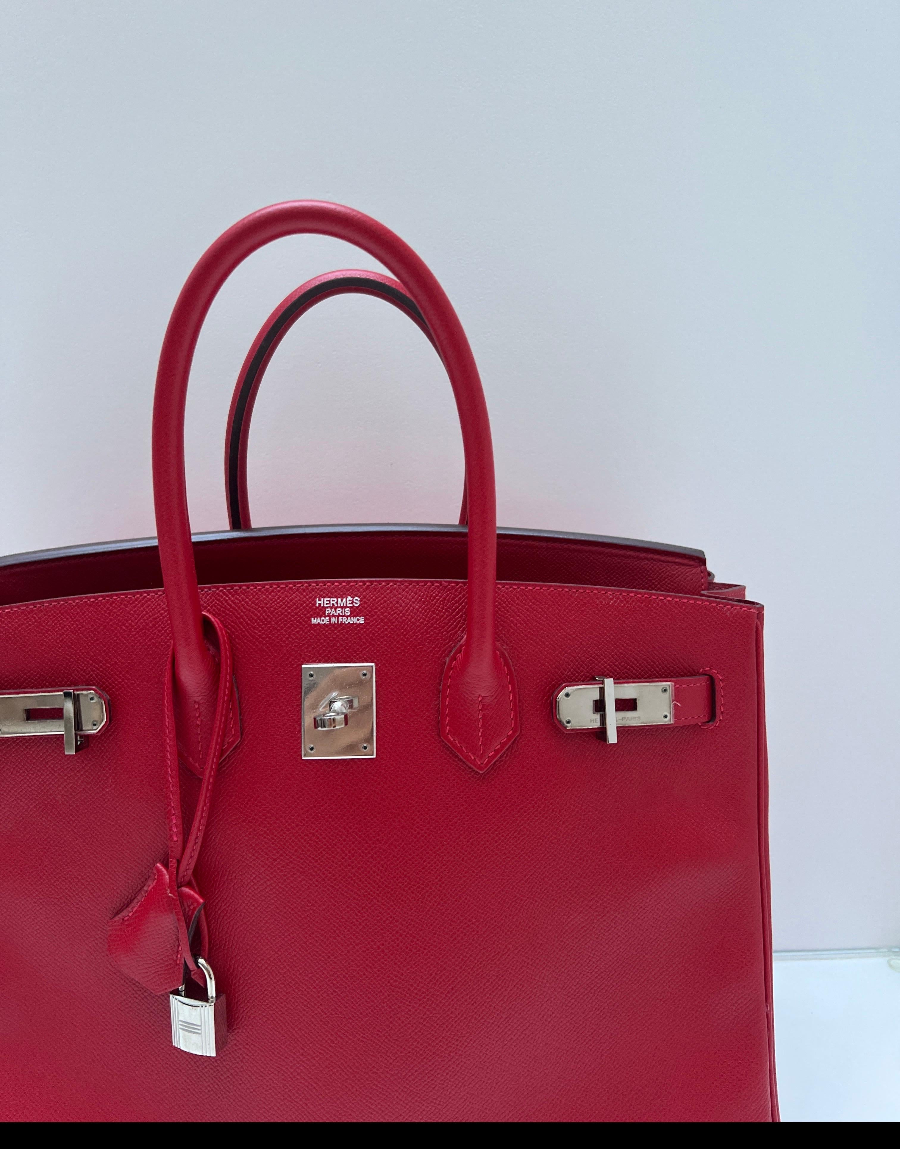 Hermes Rouge Casque Birkin 35 Bag In Excellent Condition In Athens, GA