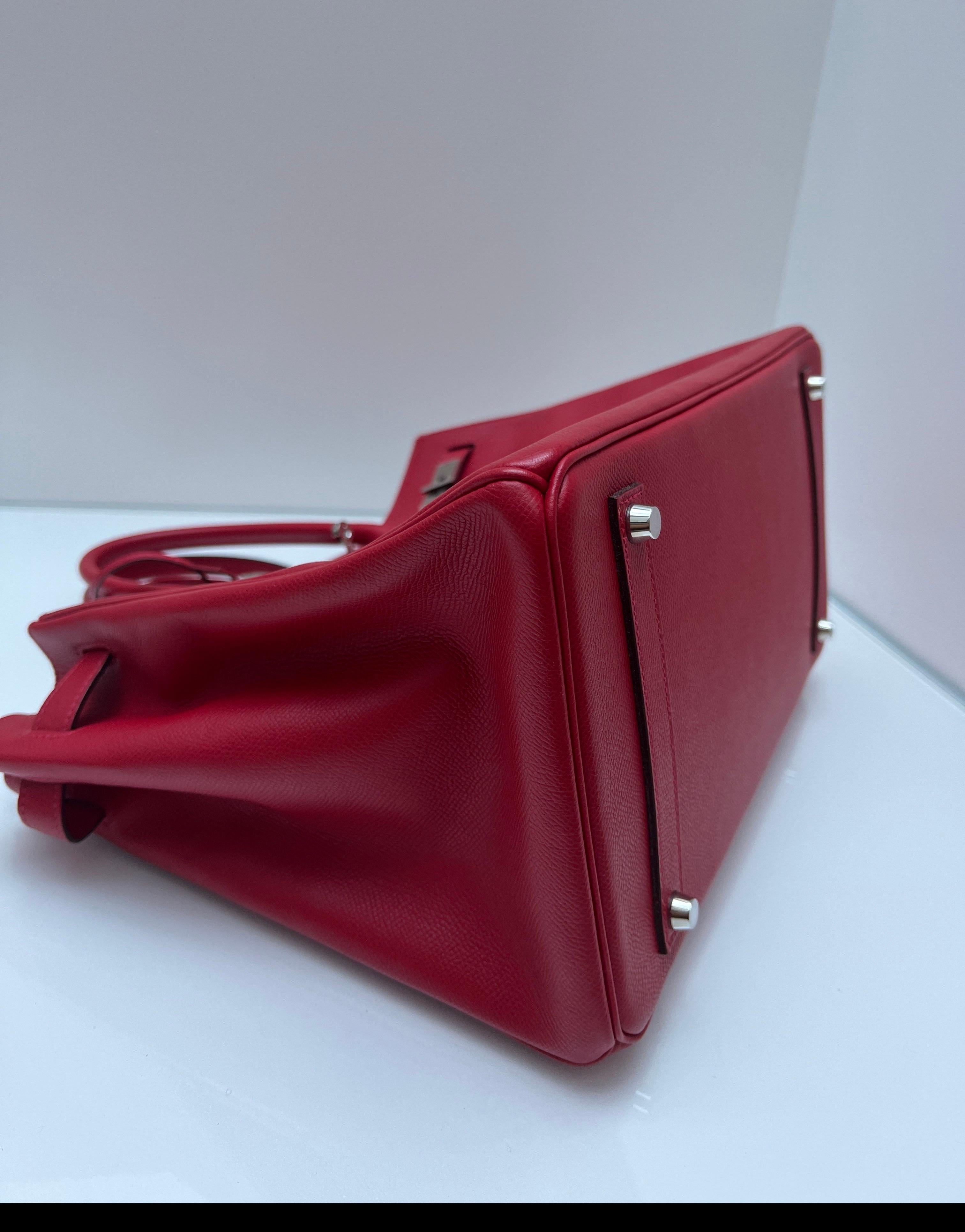 Hermes Rouge Casque Birkin 35 Bag 3
