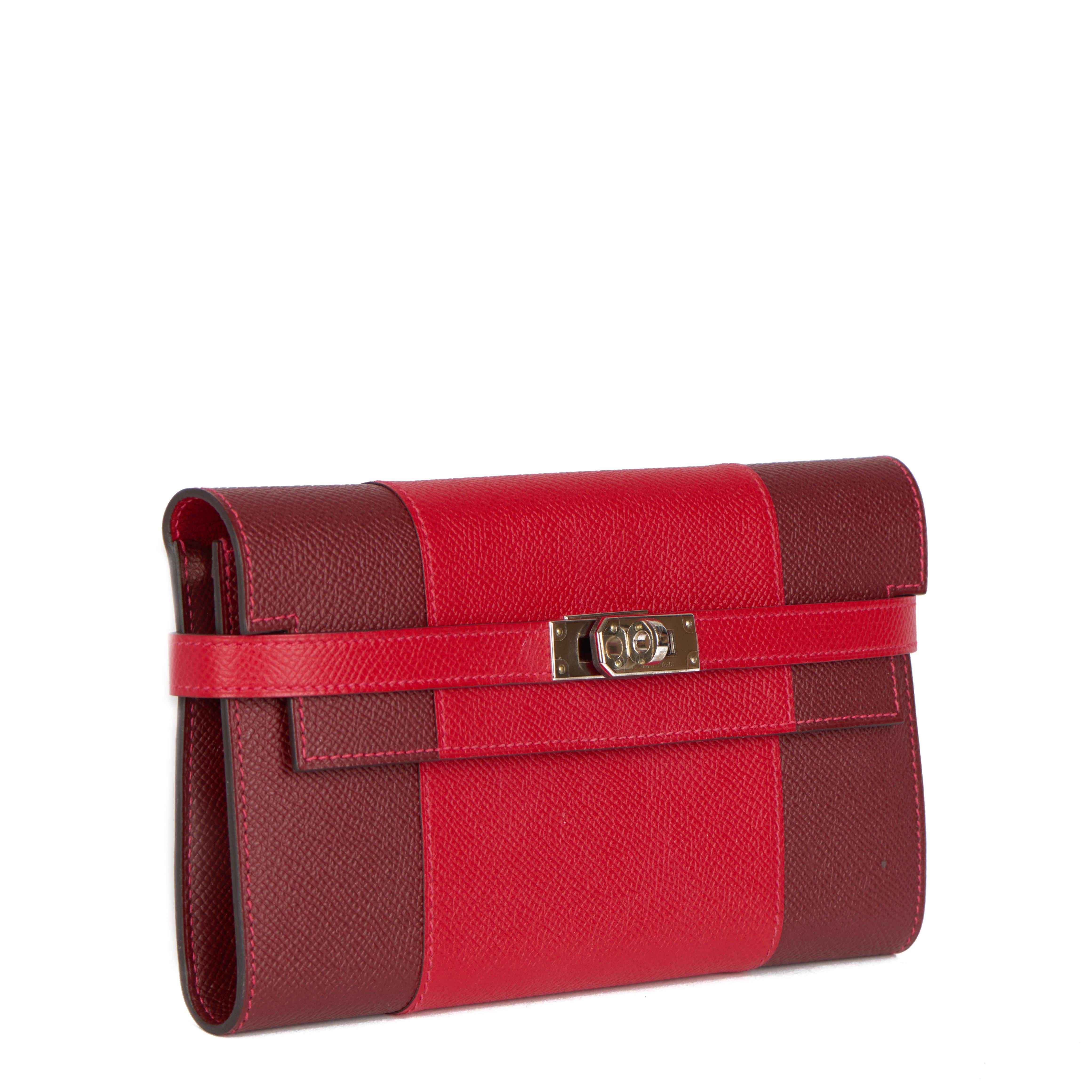 Hermes Rouge Casque & Rouge H Epsom Leather Flag Kelly Wallet 1