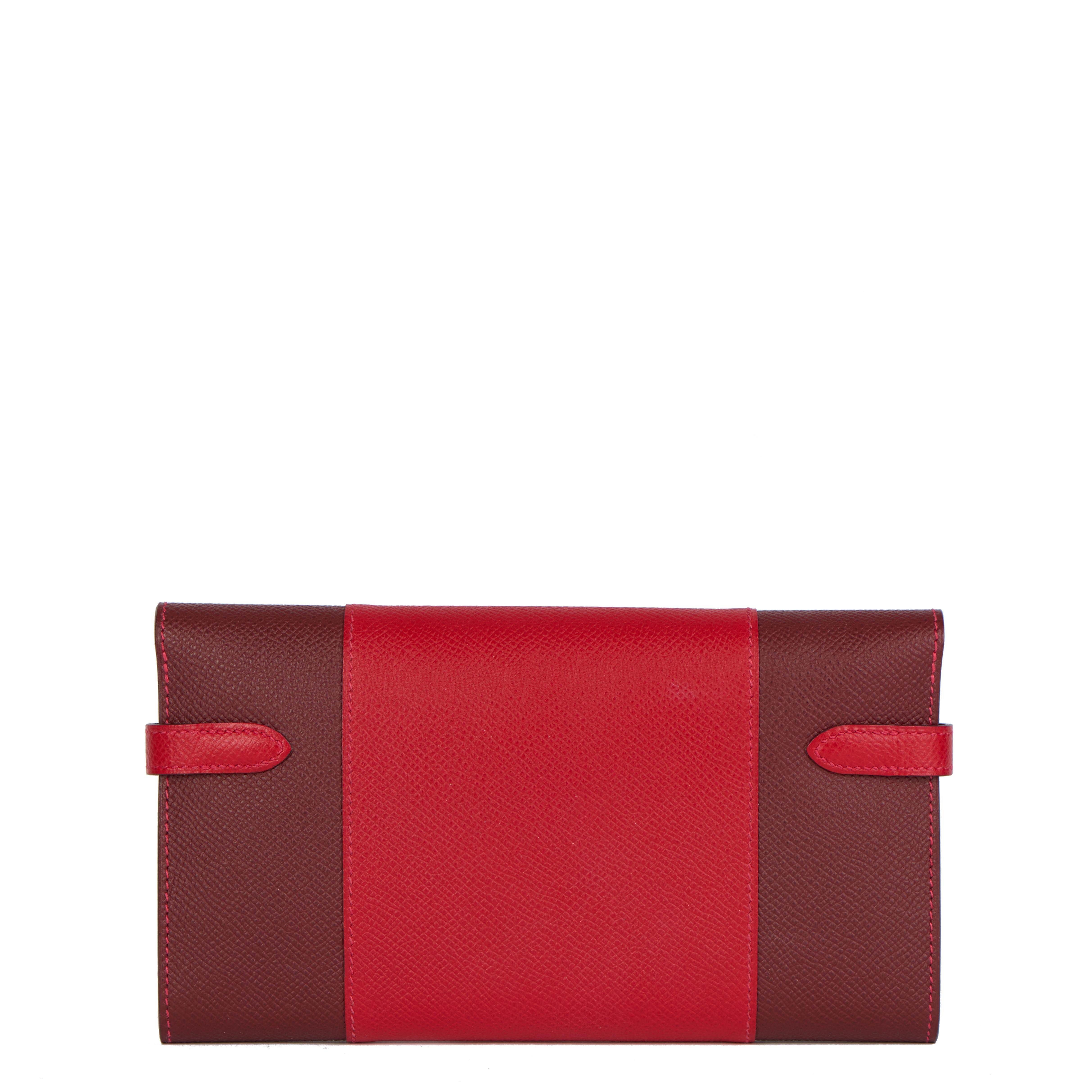 Hermes Rouge Casque & Rouge H Epsom Leather Flag Kelly Wallet 2
