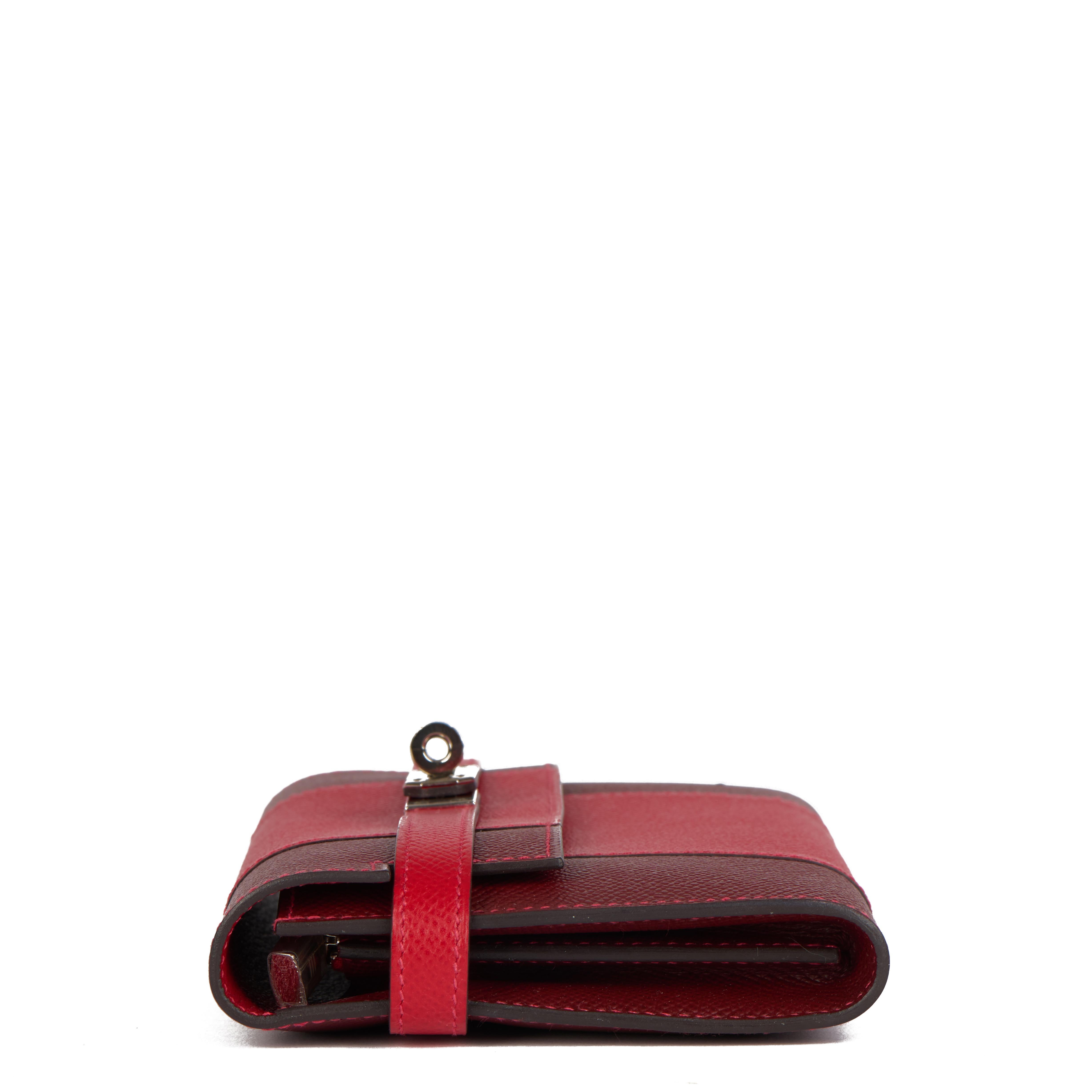 Hermes Rouge Casque & Rouge H Epsom Leather Flag Kelly Wallet 3