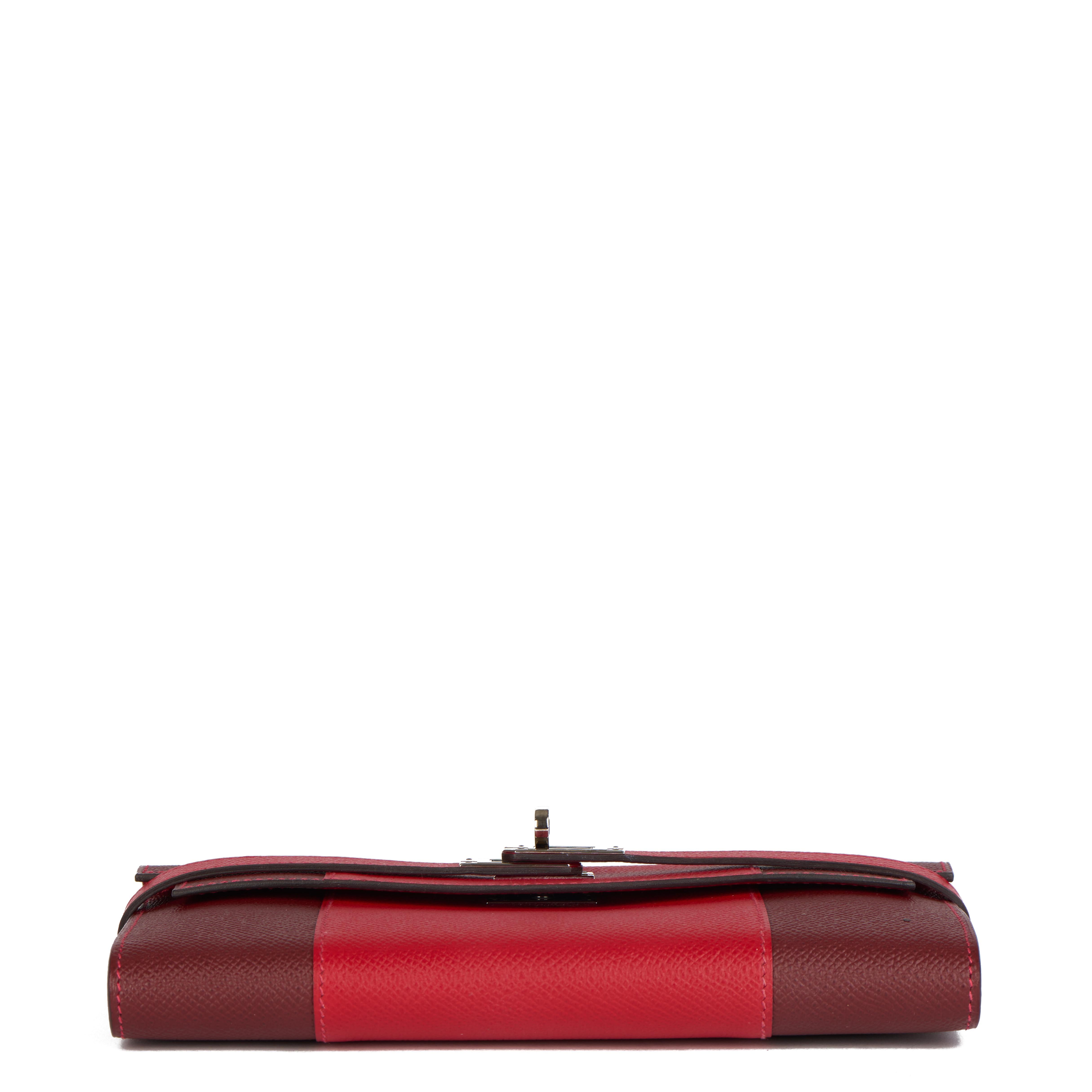 Hermes Rouge Casque & Rouge H Epsom Leather Flag Kelly Wallet 5
