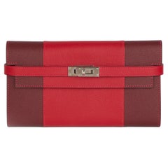 Hermès - Portefeuille Kelly en cuir Epsom rouge casque et rouge H 