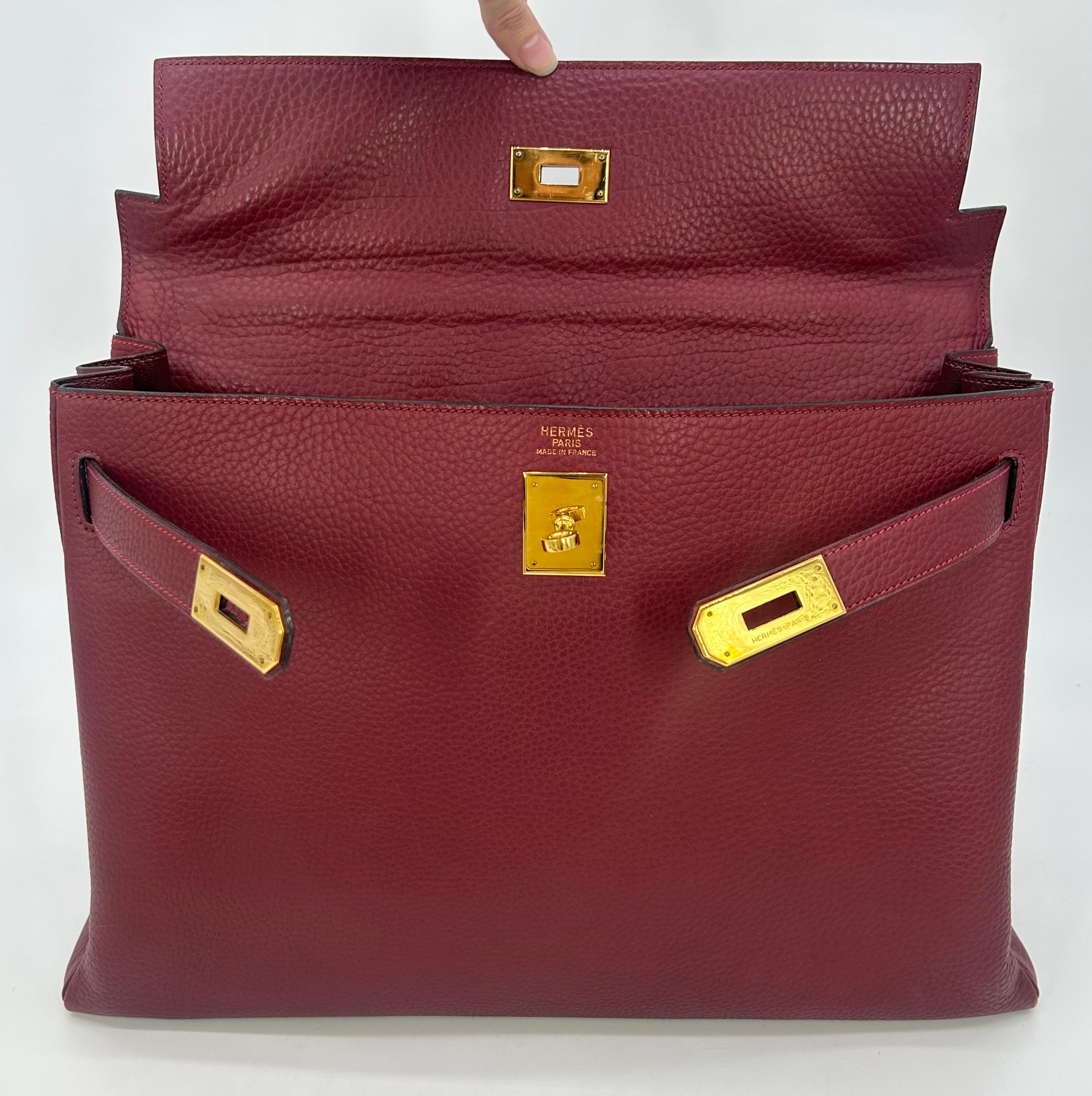 Hermes Rouge Clemence Leather Kelly 40 For Sale 5