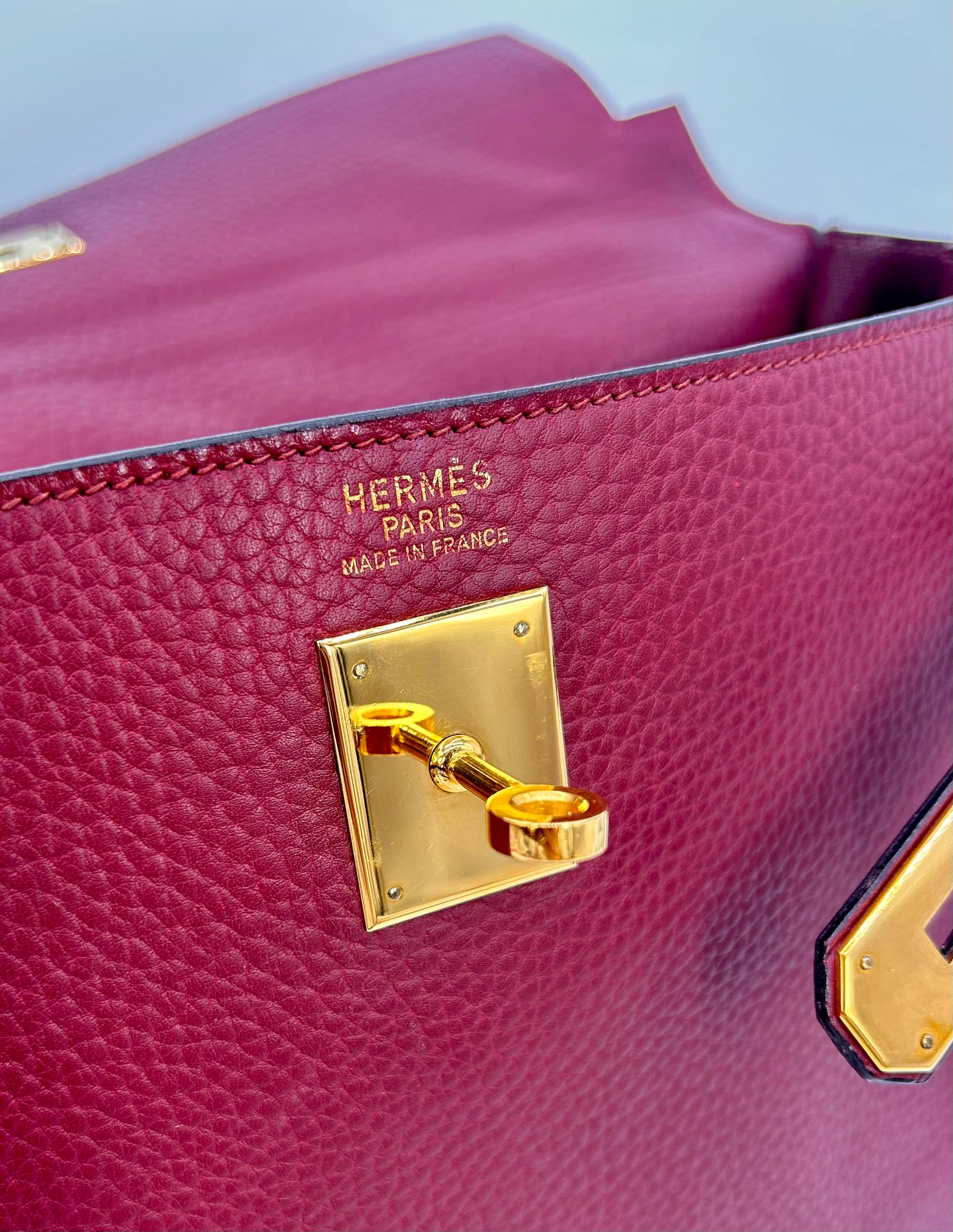 Hermes Rouge Clemence Leather Kelly 40 For Sale 6