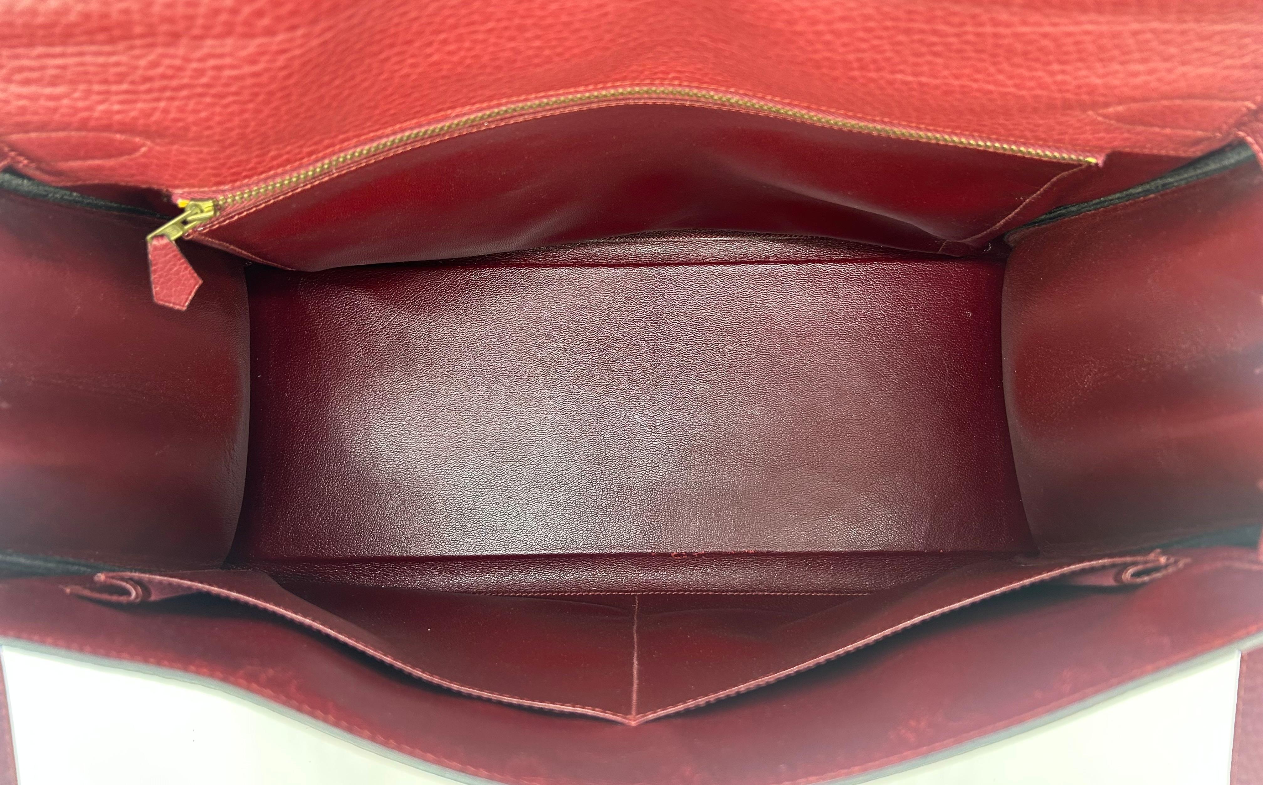 Hermes Rouge Clemence Leather Kelly 40 For Sale 7