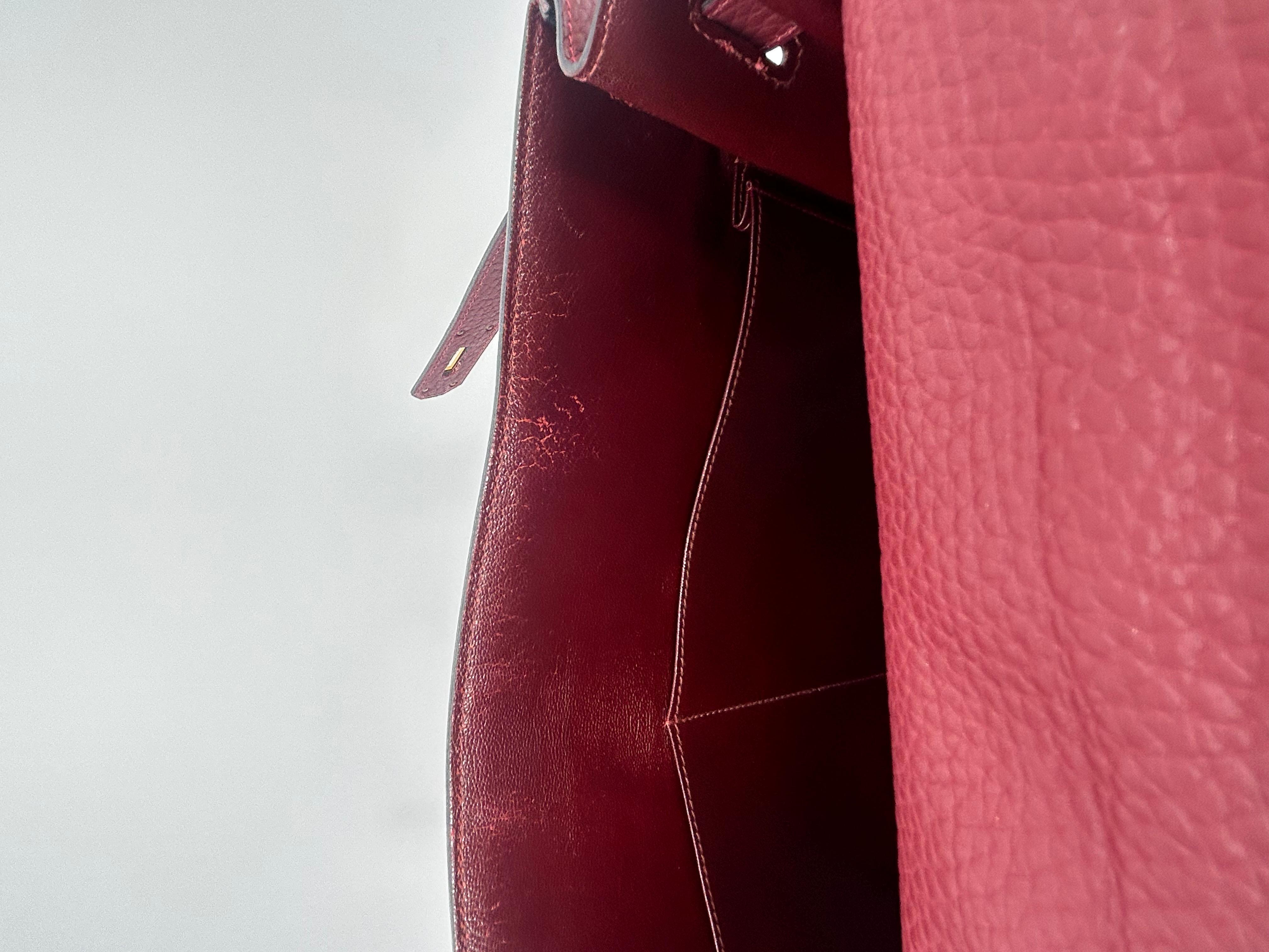 Hermes Rouge Clemence Leather Kelly 40 For Sale 8