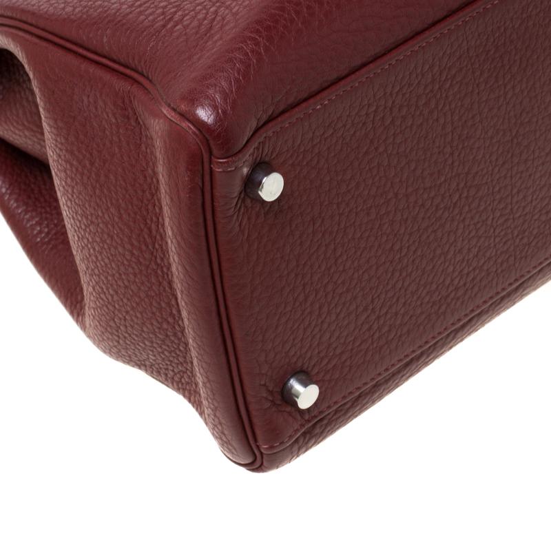 Hermes Rouge Clemence Leather Palladium Hardware Kelly Retourne 35 Bag 6