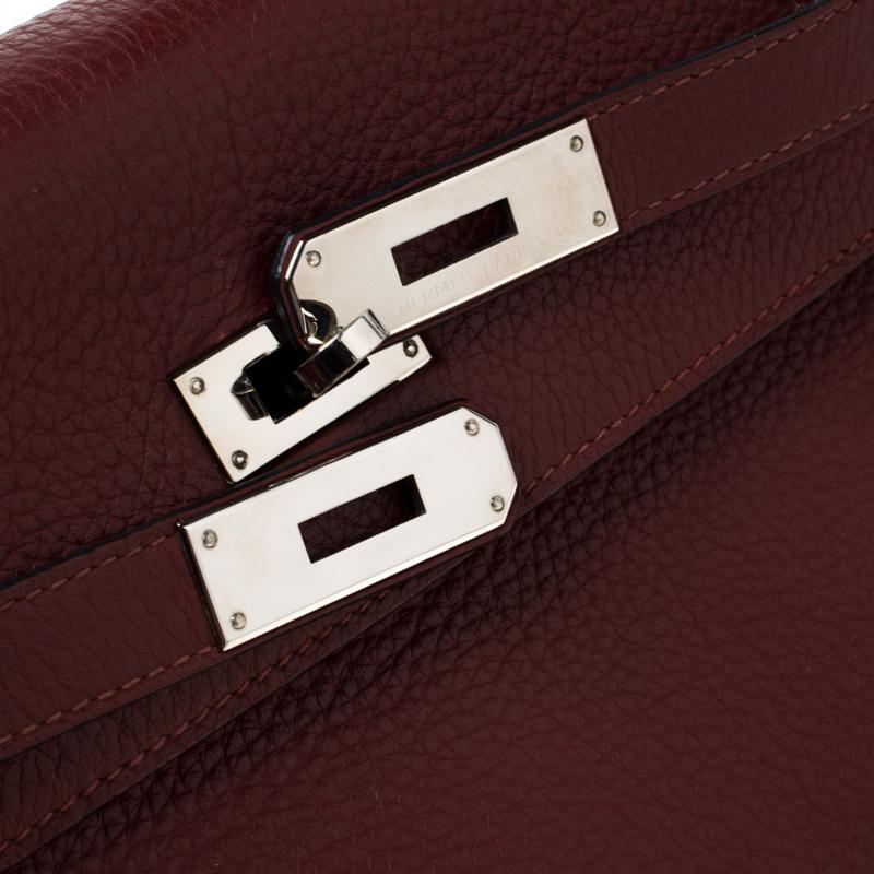 Hermes Rouge Clemence Leather Palladium Hardware Kelly Retourne 35 Bag 2