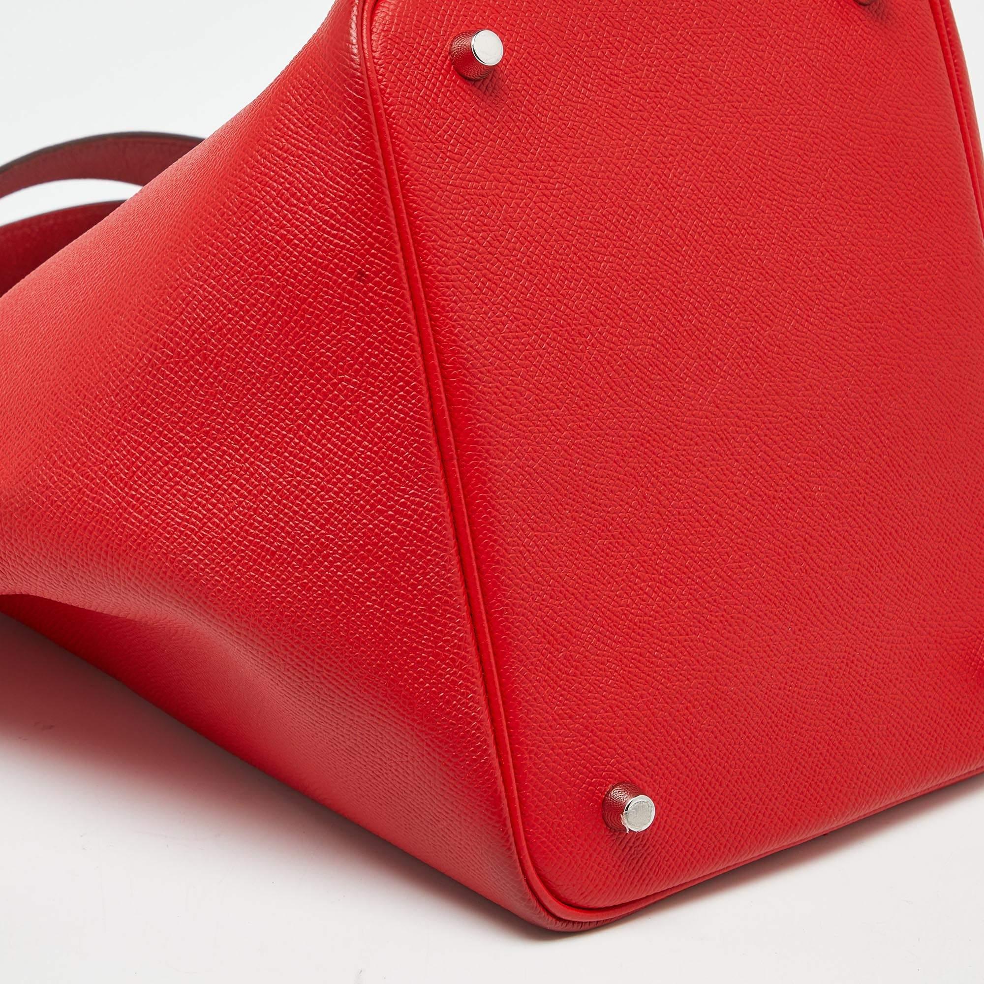 Hermes Rouge Coeur/Blue Du Nord/Rouge H Epsom Leather Picotin Lock 22 Bag For Sale 9
