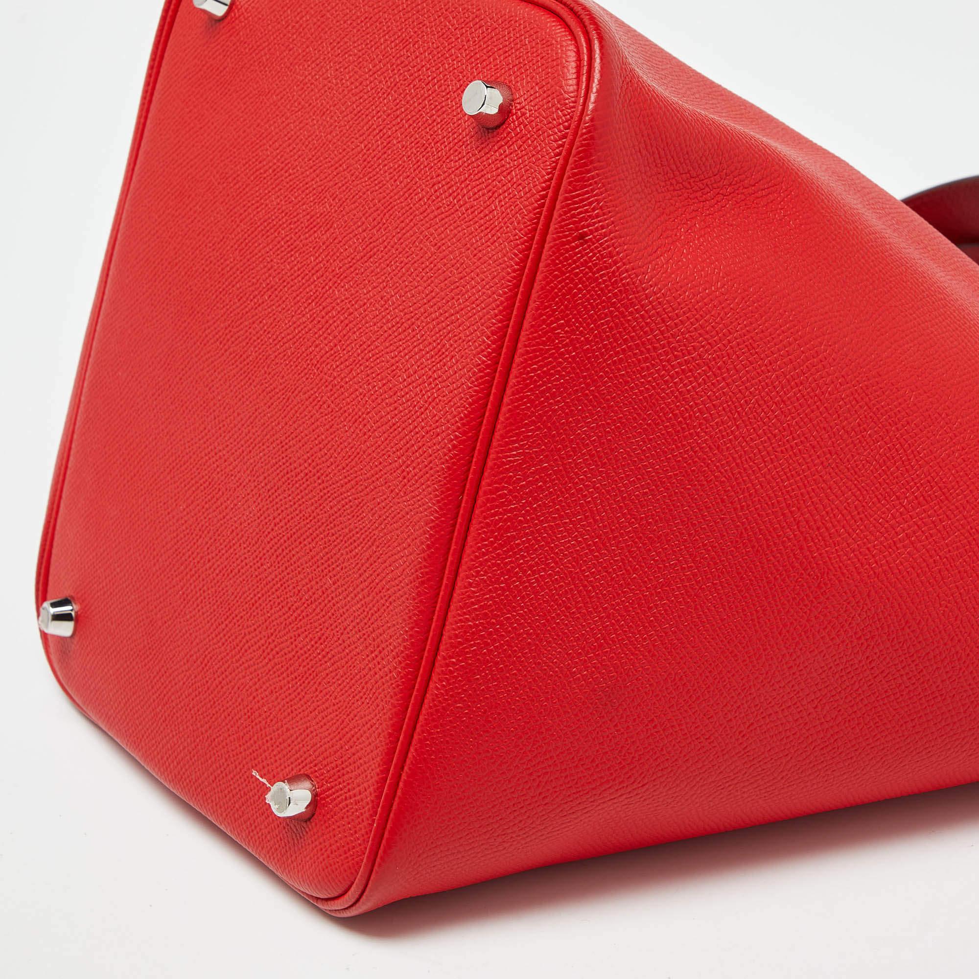 Hermes Rouge Coeur/Blue Du Nord/Rouge H Epsom Leather Picotin Lock 22 Bag Bon état - En vente à Dubai, Al Qouz 2
