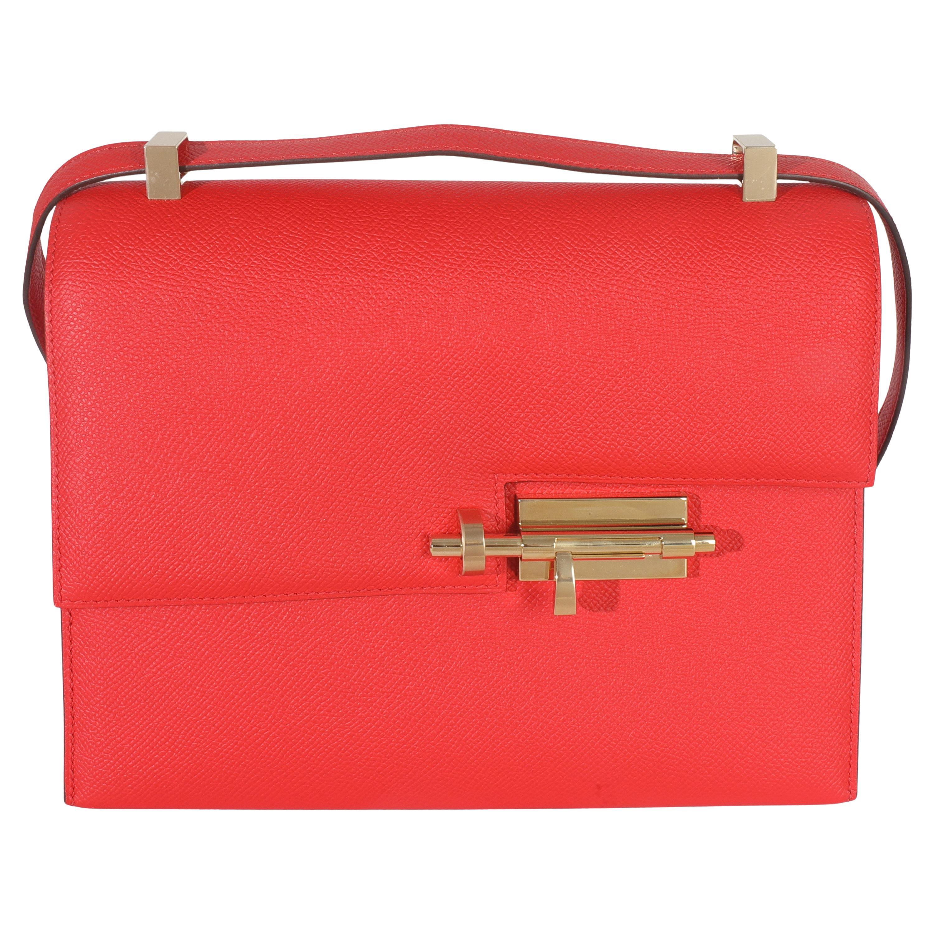 Hermès Rouge Coeur Epsom Verrou 23 GHW in vendita