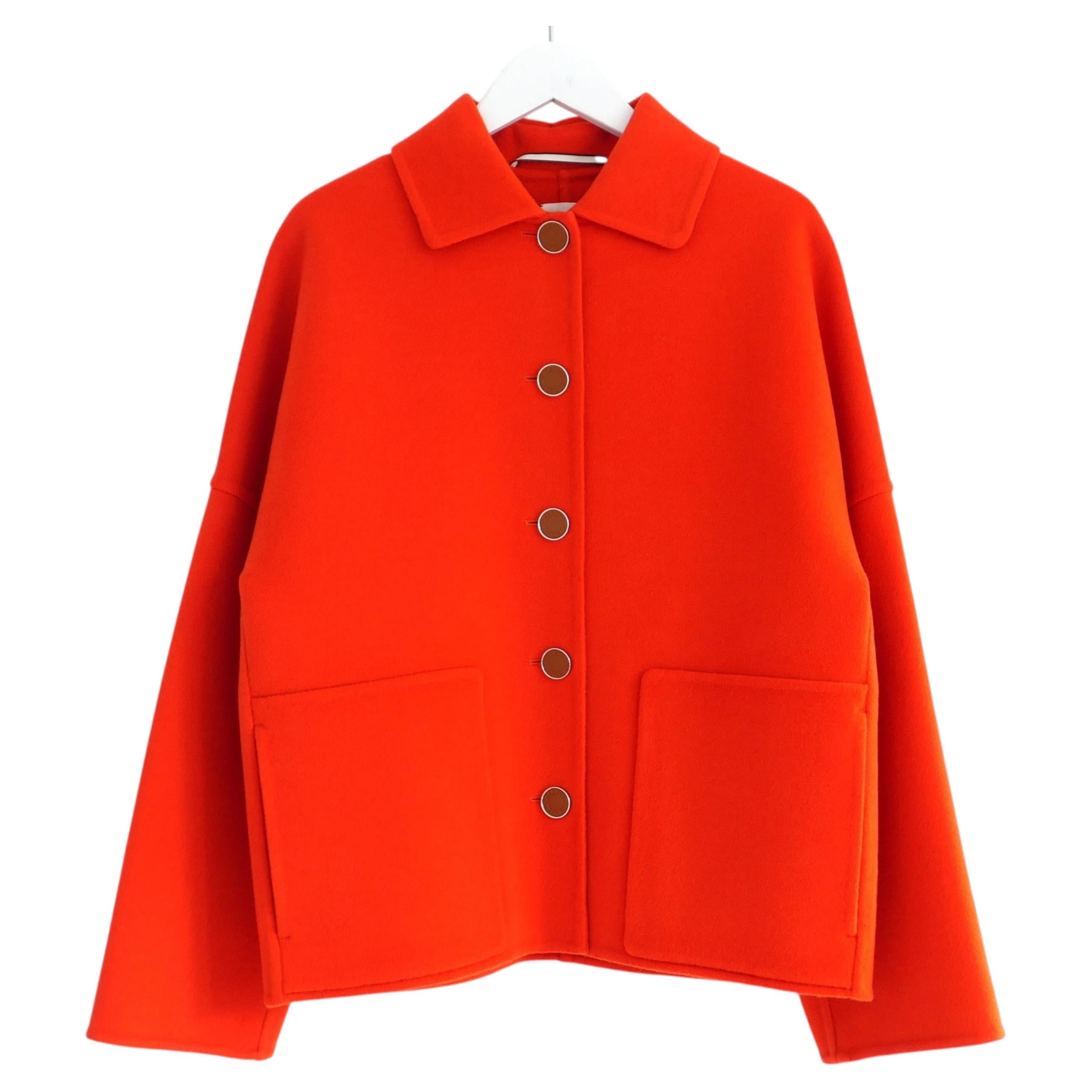 Hermes Rouge Cornaline Double Faced Cashmere Jacket