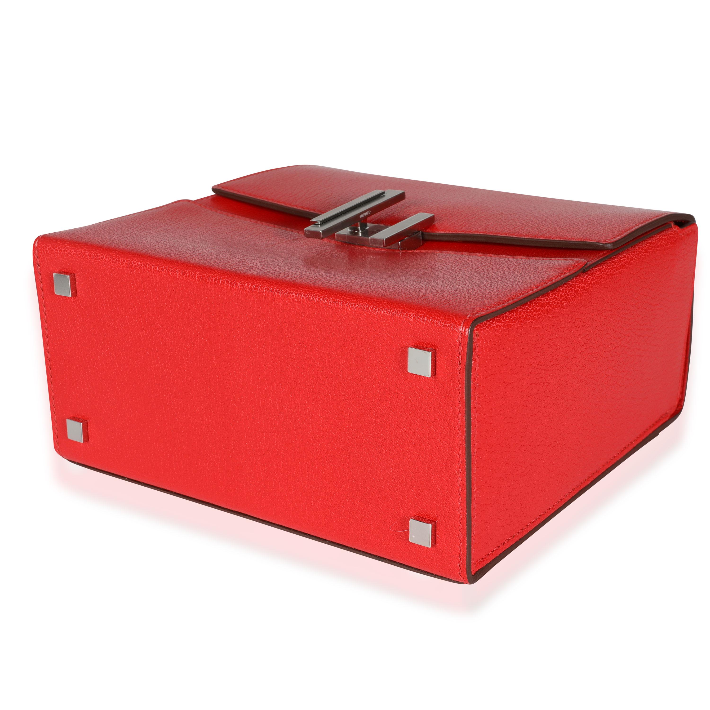 Red Hermès Rouge De Coeur Chévre Cinhetic Boxy Top Handle PHW