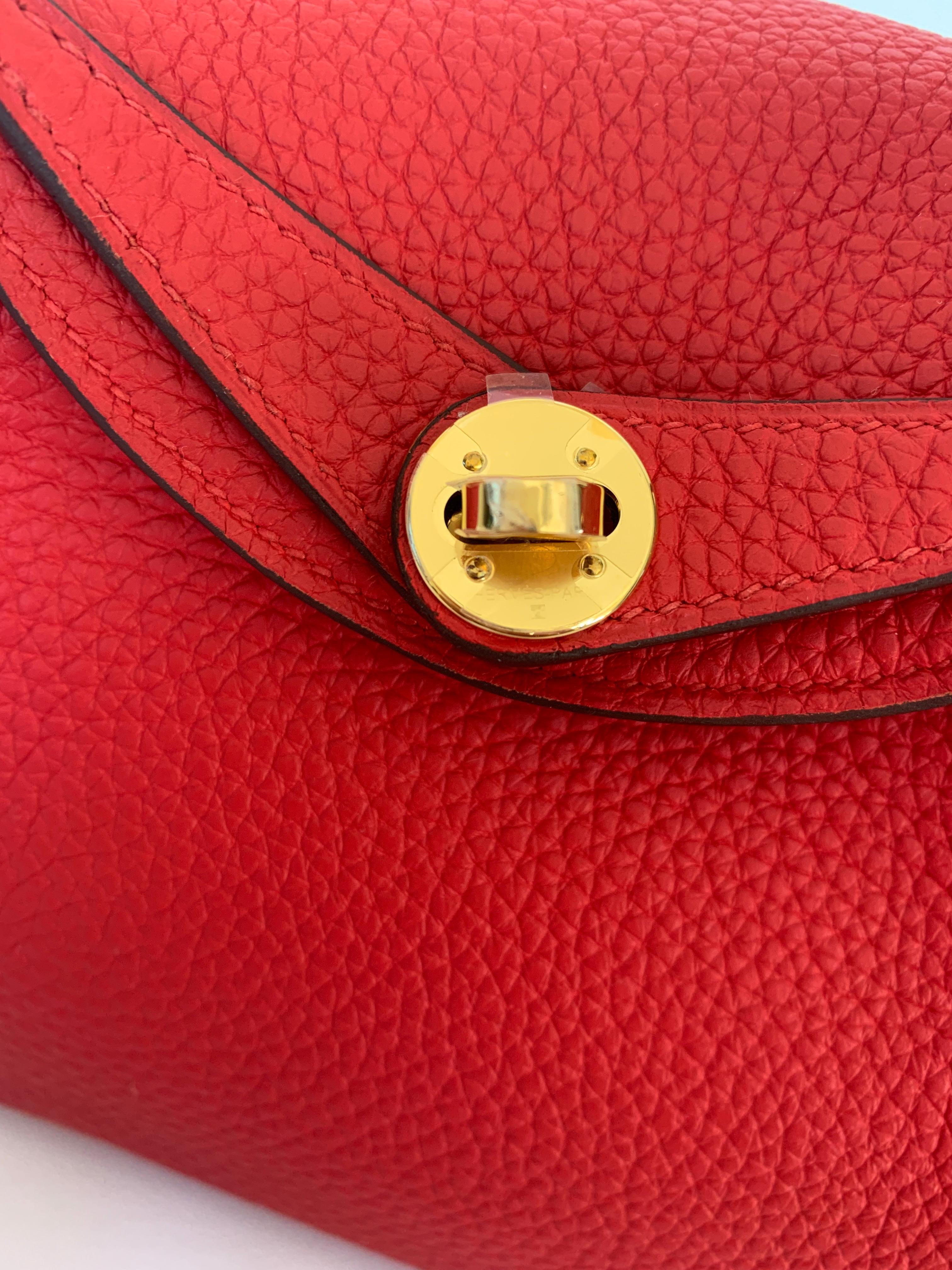 Women's or Men's Hermes Rouge de Coeur Mini Lindy Handbag Bag