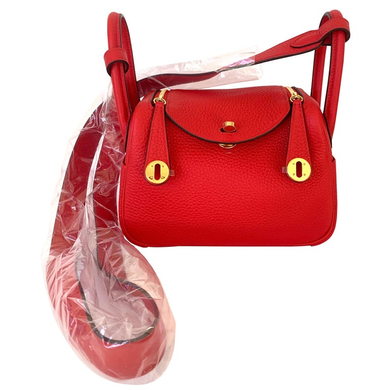 Hermes Rouge de Coeur Mini Lindy Handbag Bag at 1stDibs