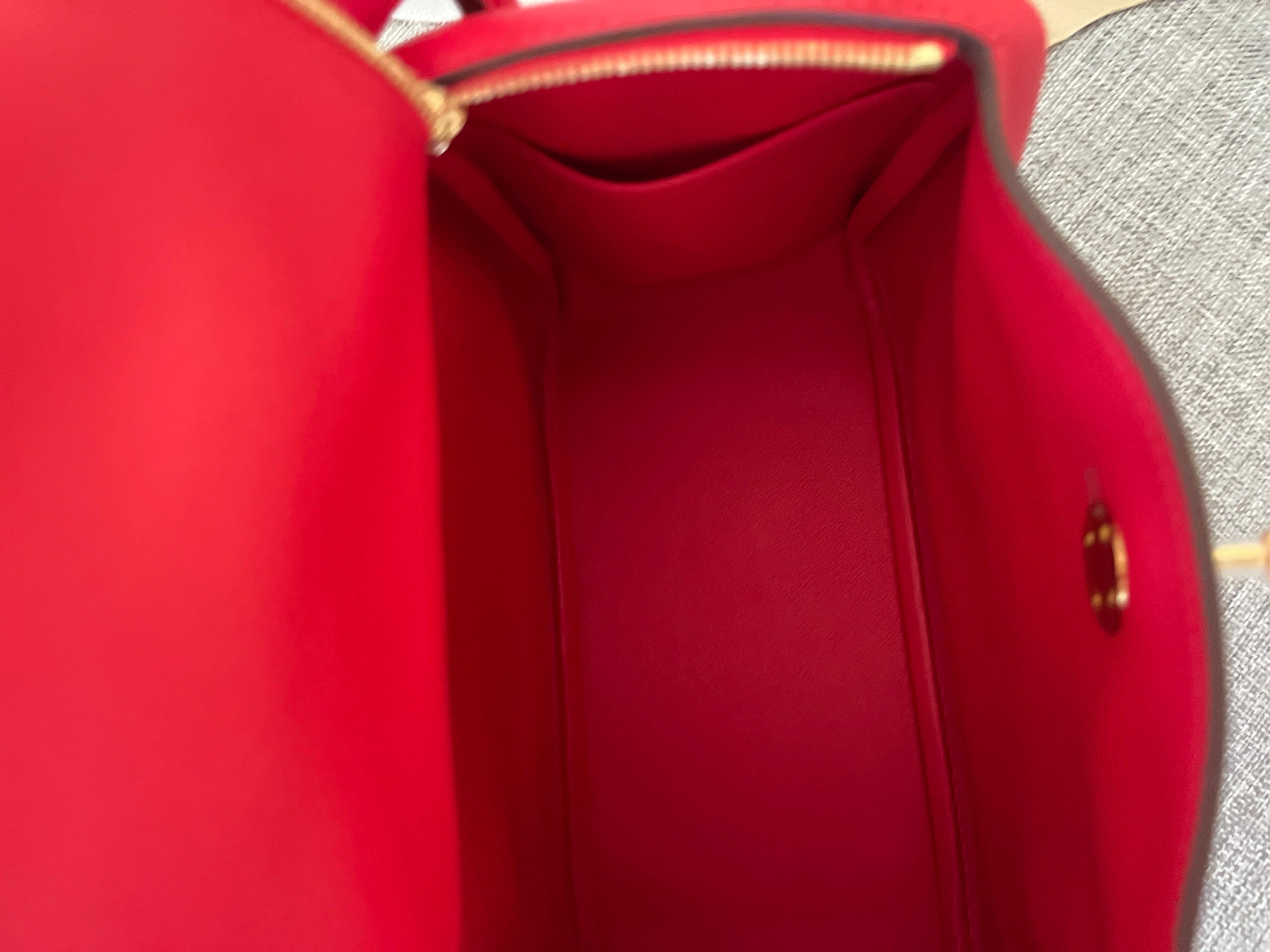 Hermes Rouge de Coeur Mini Lindy Handbag Bag Gold 1