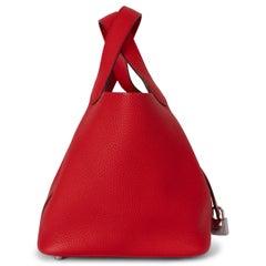 HERMES Rouge de Coeur red Clemence leather PICOTIN 18 LOCK Bag