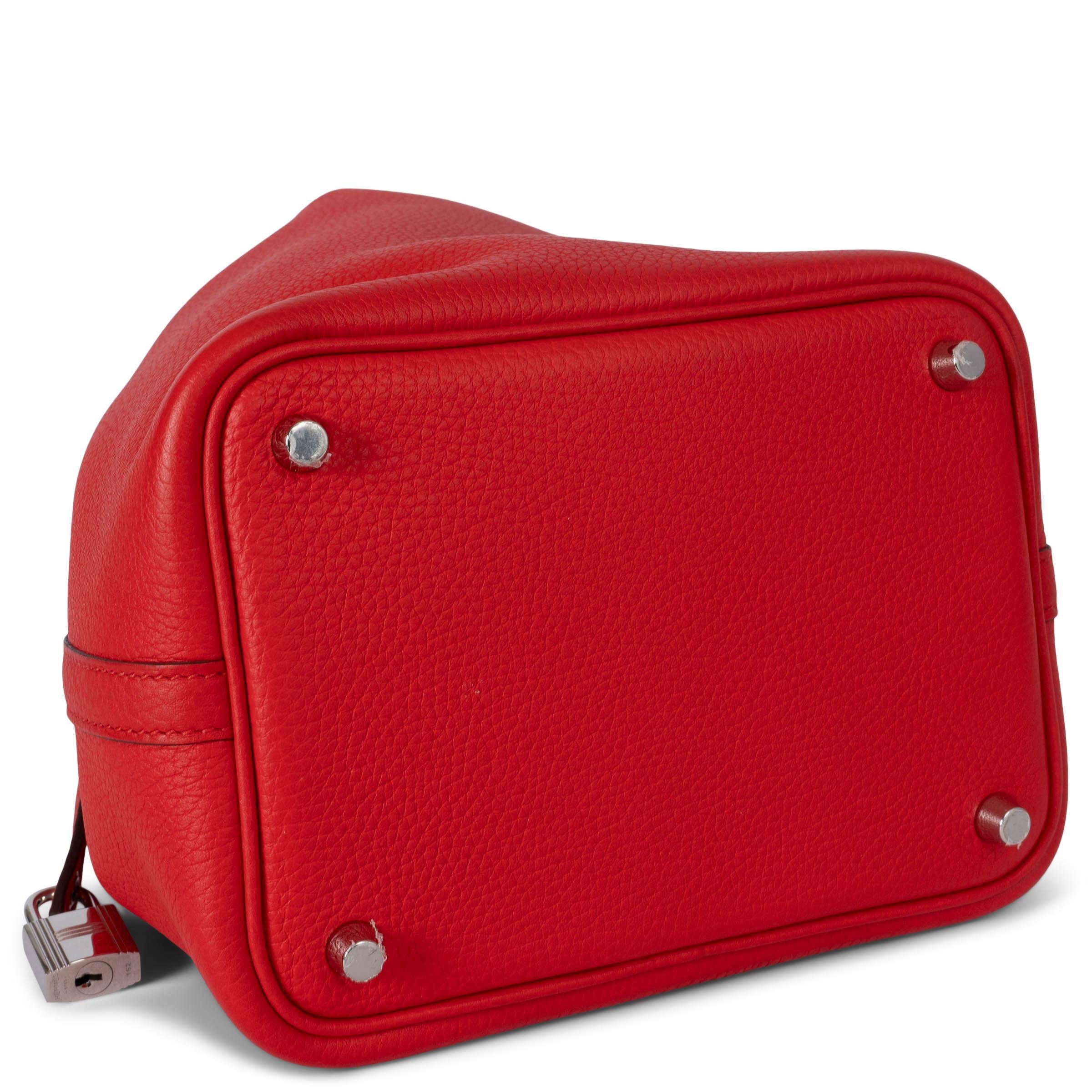 HERMES Rouge de Coeur red Clemence leather PICOTIN 18 LOCK Bag In Excellent Condition For Sale In Zürich, CH