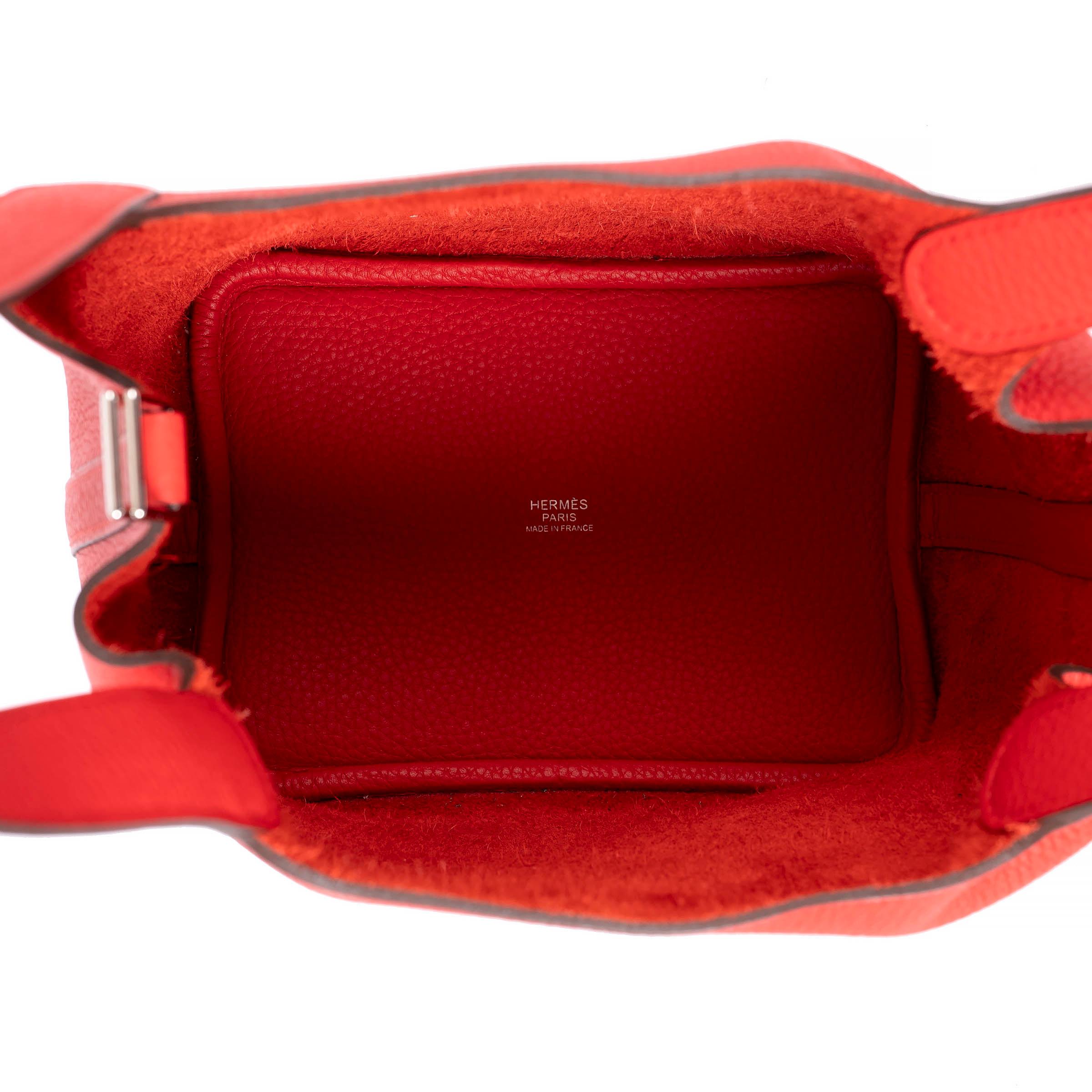 Women's HERMES Rouge de Coeur red Clemence leather PICOTIN 18 LOCK Bag For Sale