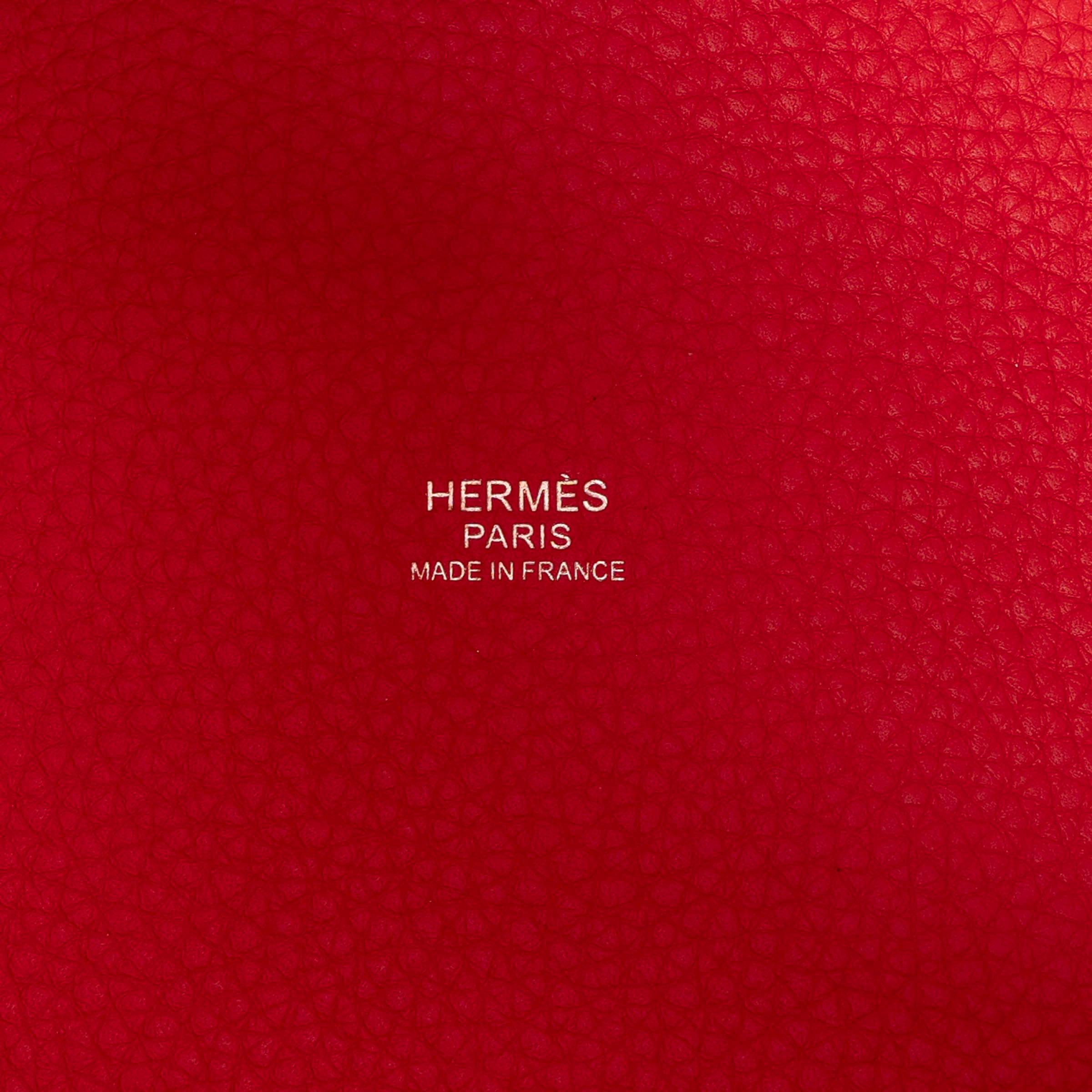 HERMES Rouge de Coeur red Clemence leather PICOTIN 18 LOCK Bag For Sale 1